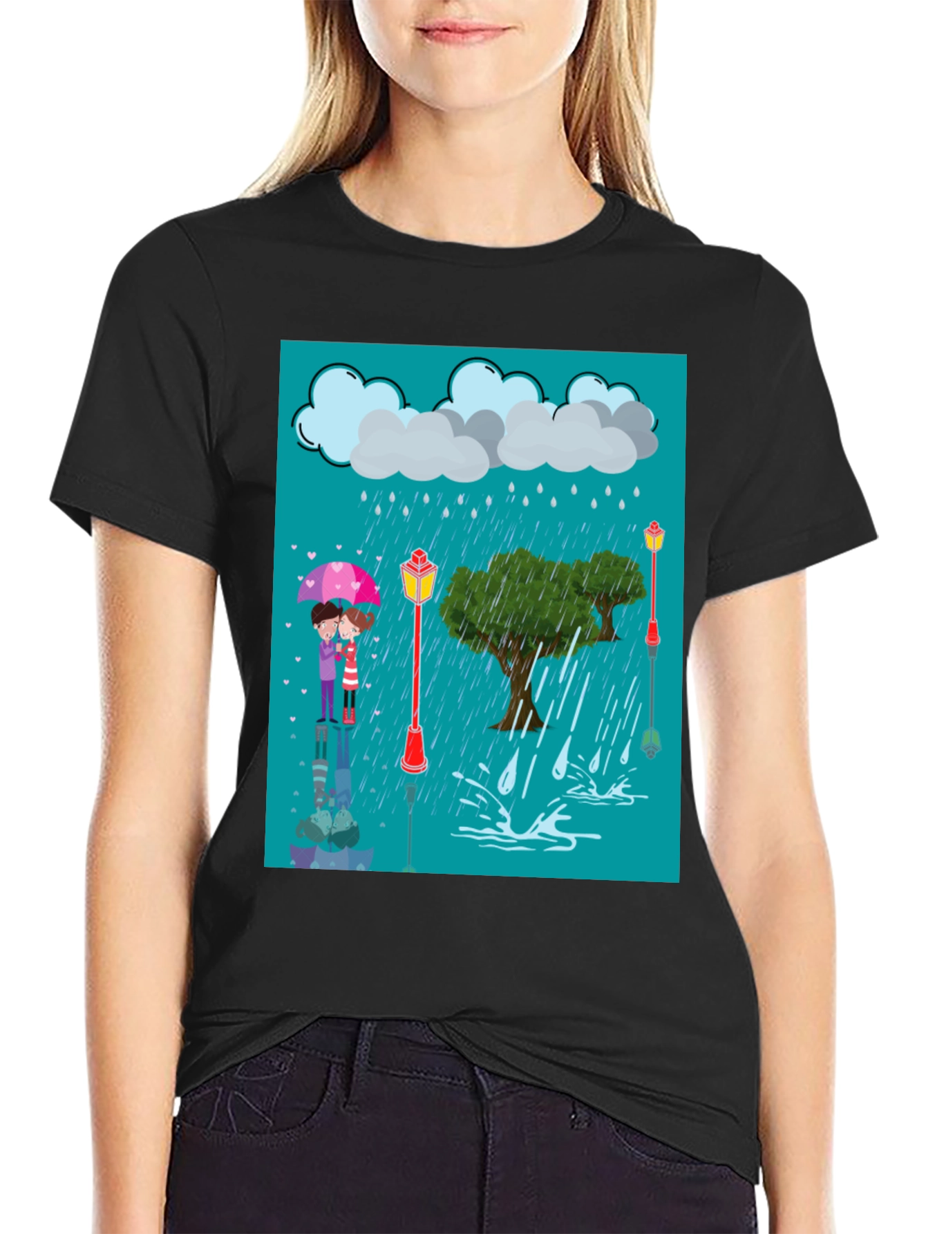 Black Rainy Day Lovers T-Shirt view 2