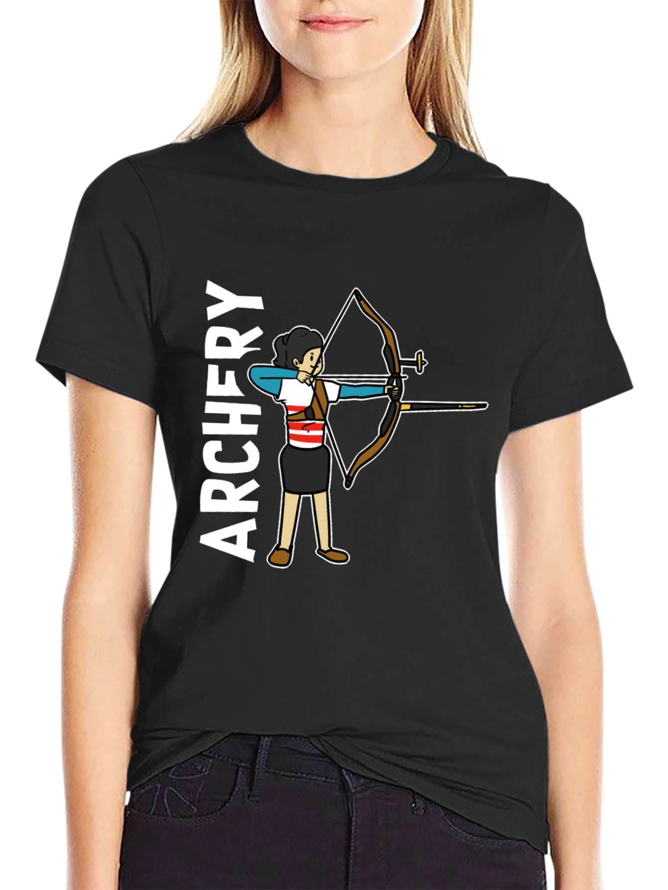 Black Archery Girl Graphic Tee - Target Practice T-Shirt view 2