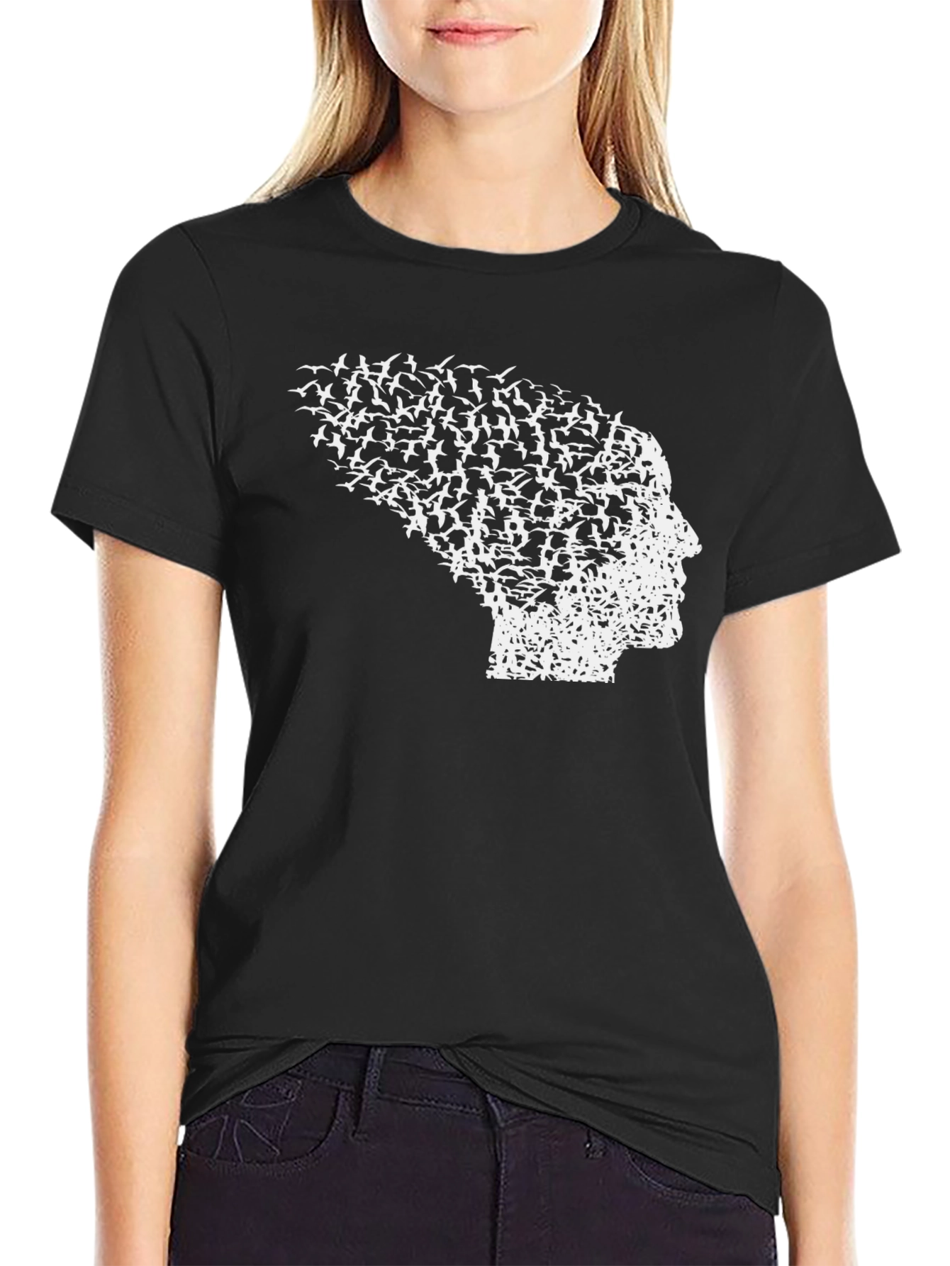Black Bird Silhouette Graphic Tee - Black view 2