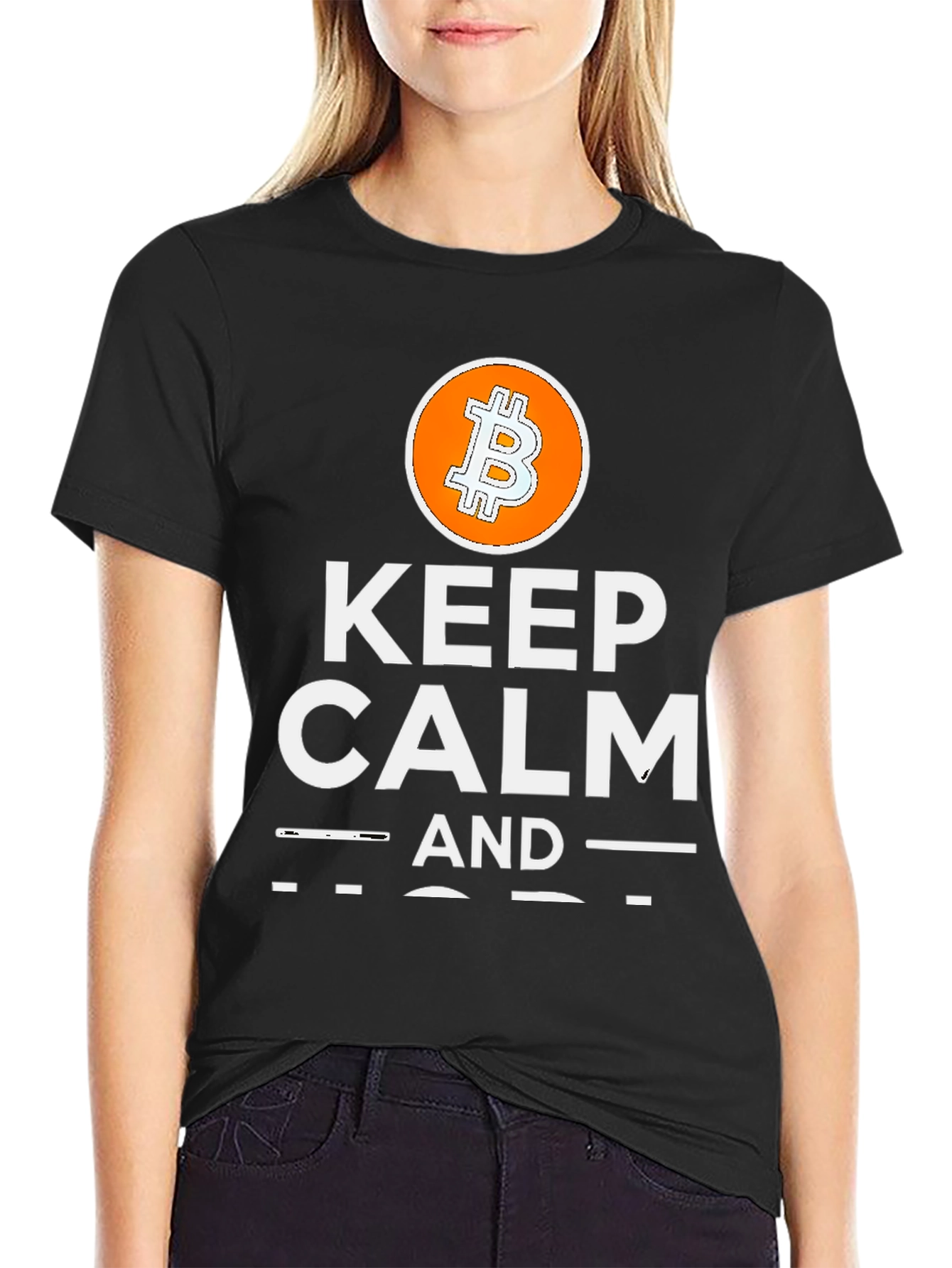 Black Keep Calm and Bitcoin T-Shirt view 2