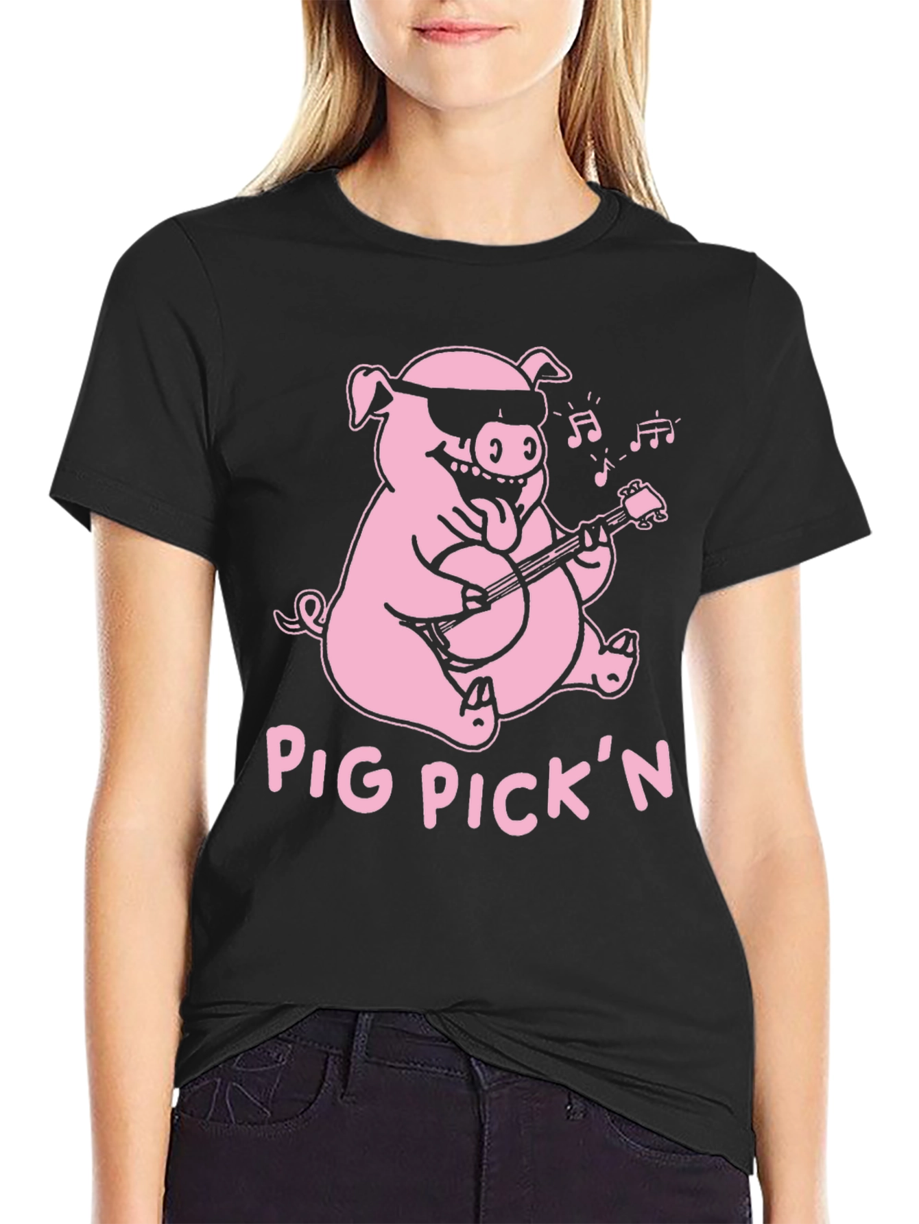 Black Pig Pickin' Graphic Tee - Black Cotton T-Shirt view 2