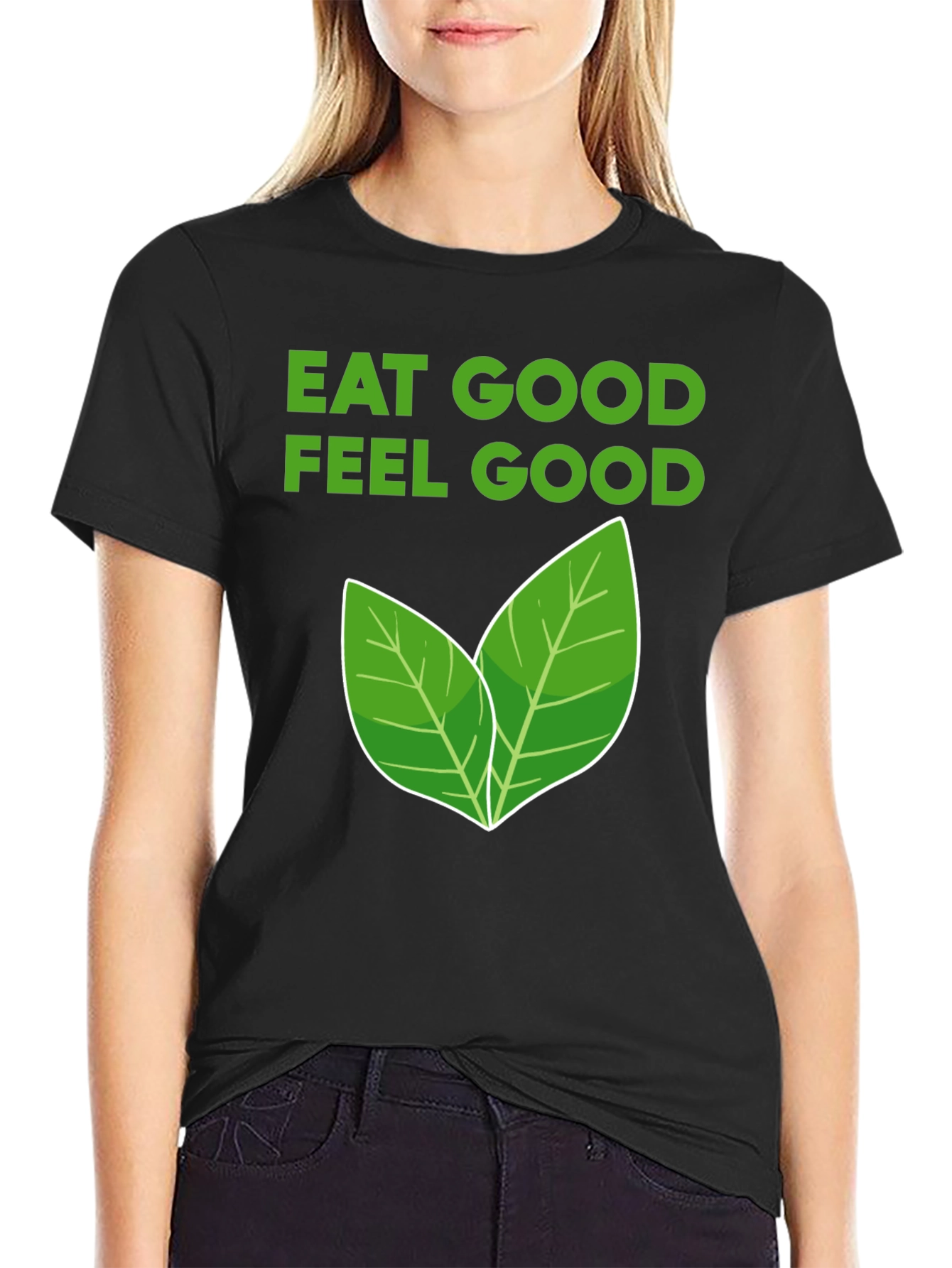 Black Eat Good Feel Good Vegan Graphic Tee view 2