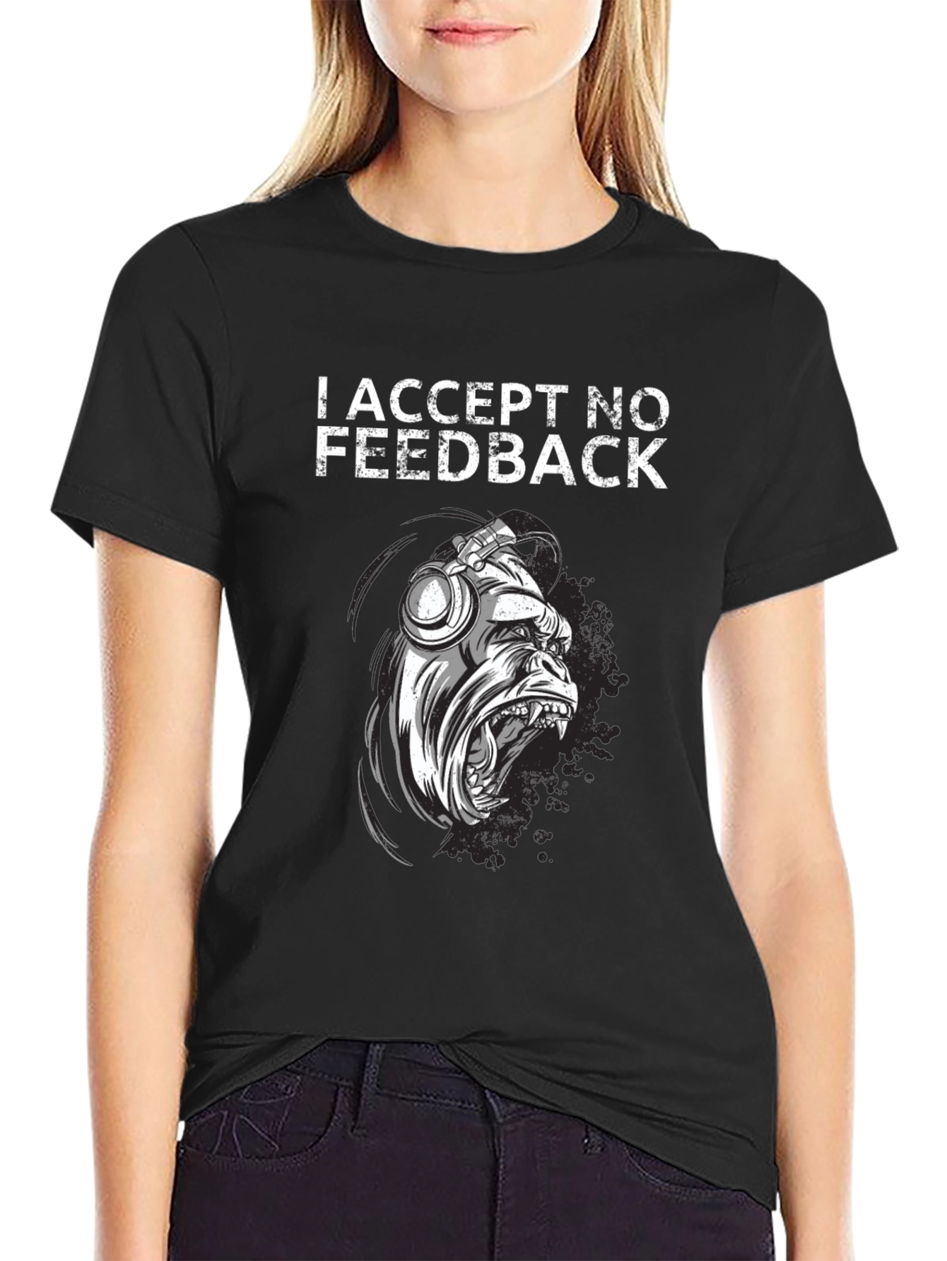 Black I Accept No Feedback Graphic Tee view 2