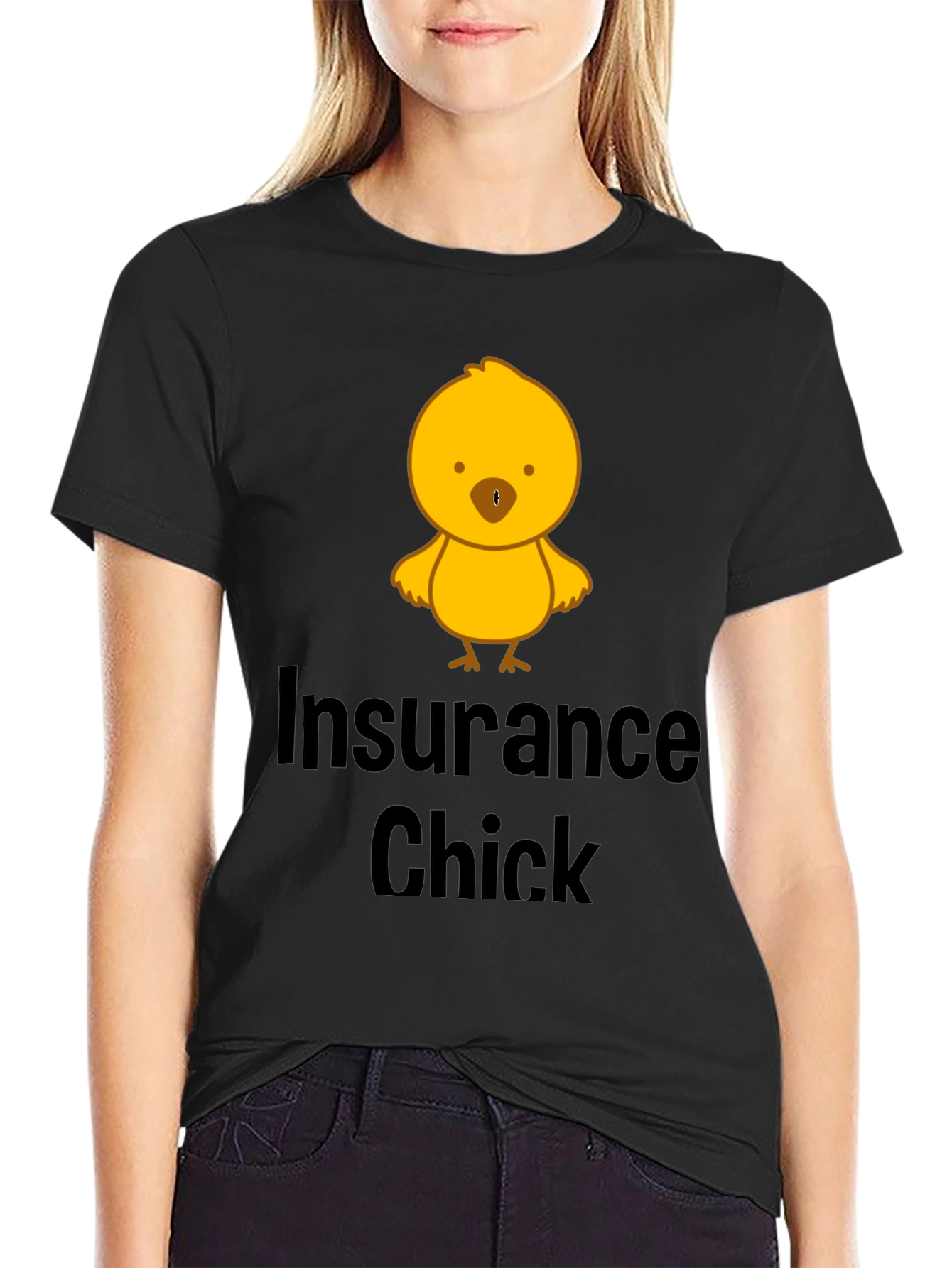 Black Insurance Chick T-Shirt - Funny & Unique Design view 2