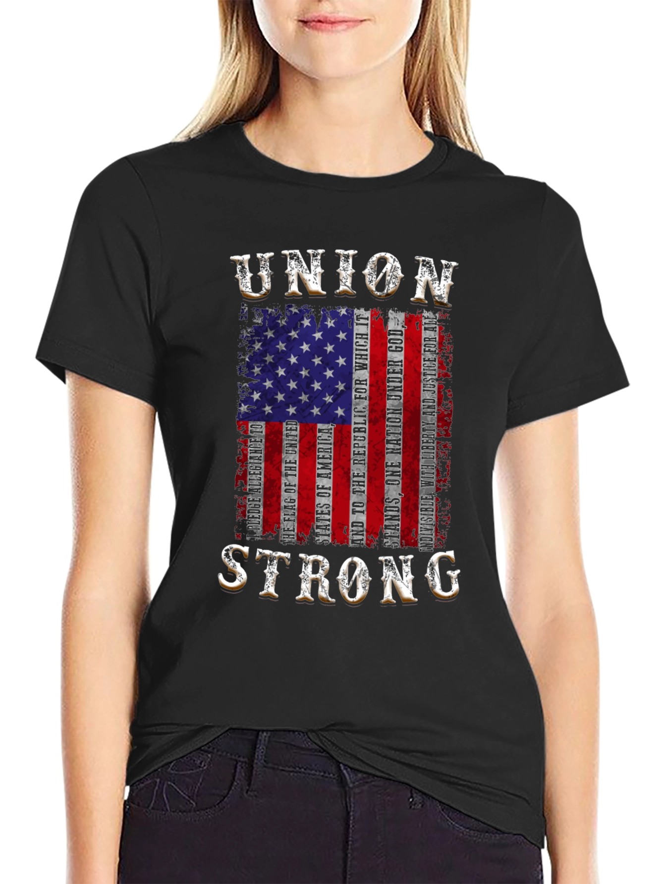 Black Union Strong Patriotic T-Shirt view 2