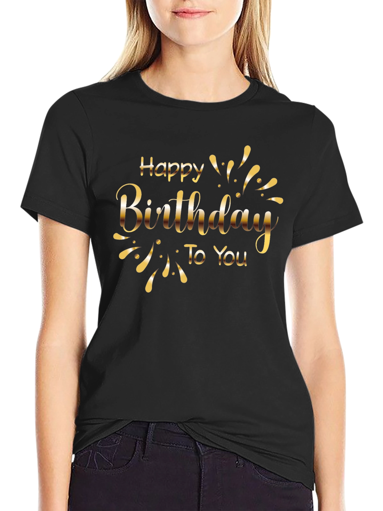 Black Happy Birthday T-Shirt - Stylish Celebration Wear view 2