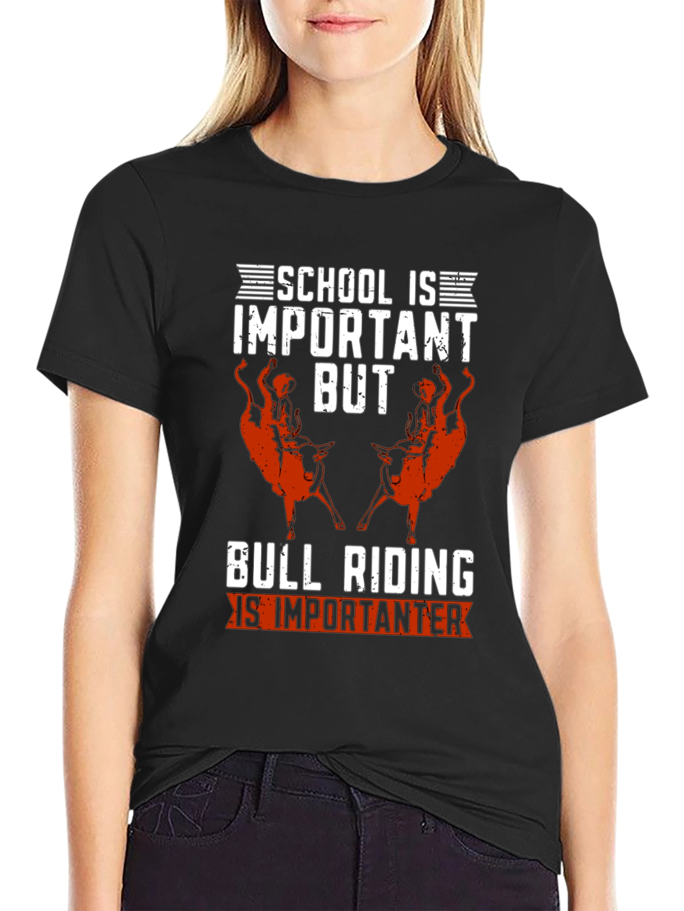 Black Bull Riding is Importanter T-Shirt view 2
