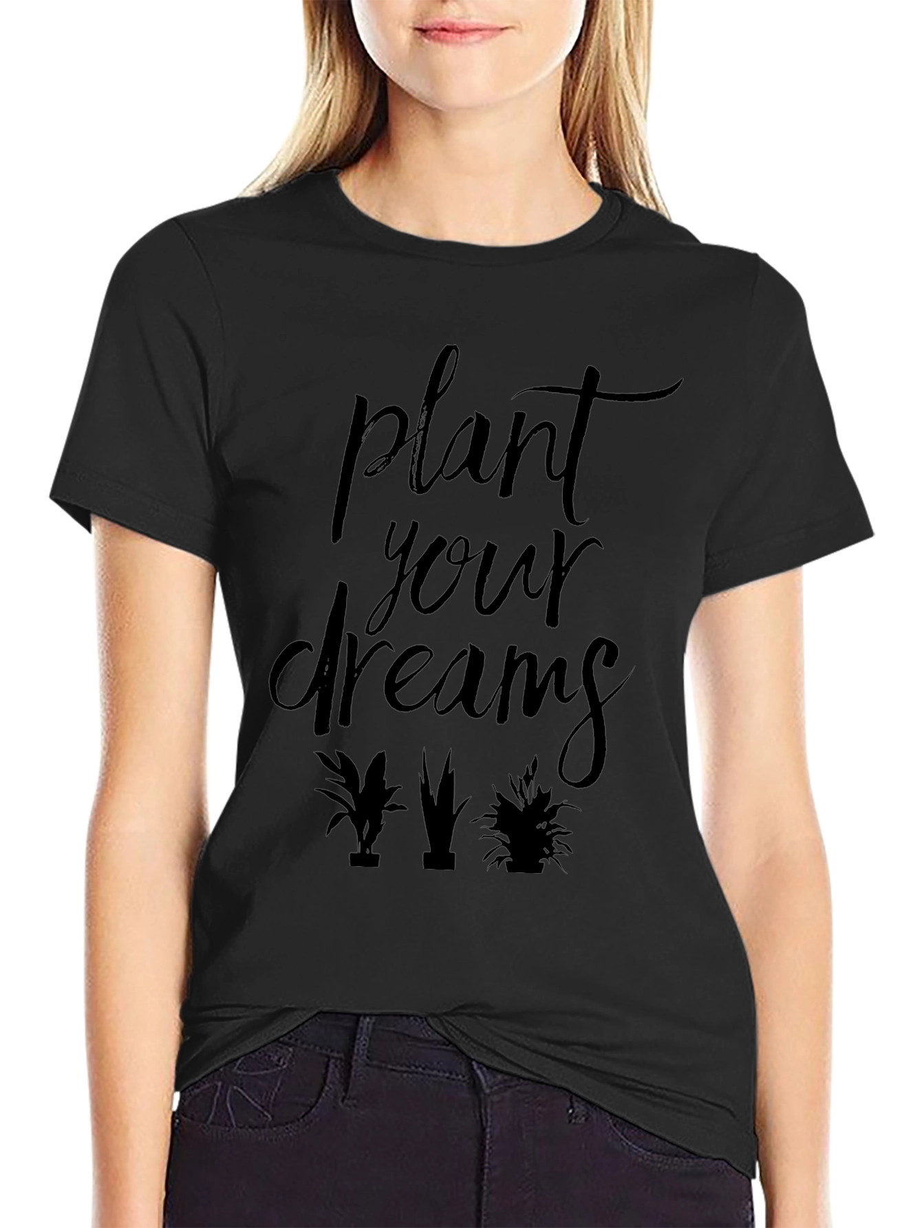 Black Plant Your Dreams Graphic Tee - Black view 2