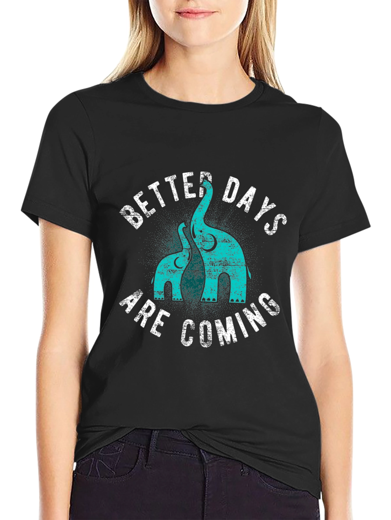 Black Elephant Graphic Tee - Better Days Are Coming T-Shirt view 2