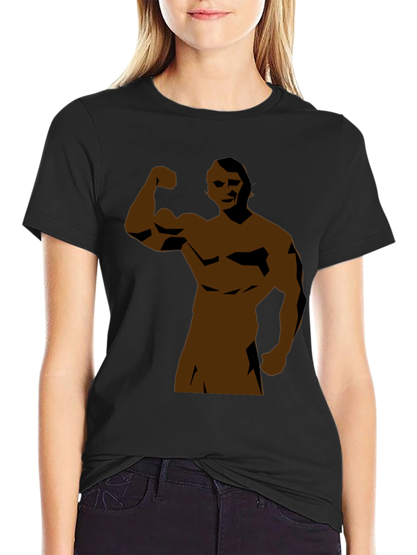 Black Muscle Man Graphic Tee - Black Short Sleeve view 2
