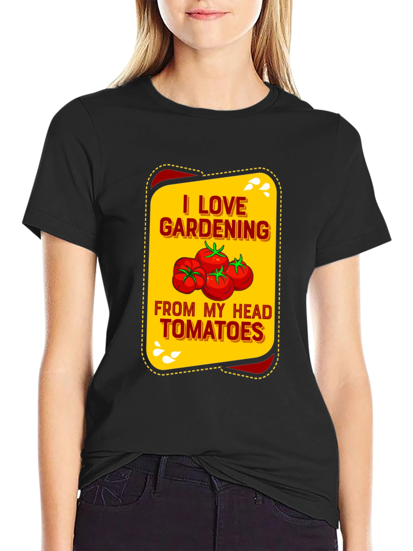 Black I Love Gardening Tomatoes Graphic Tee view 2
