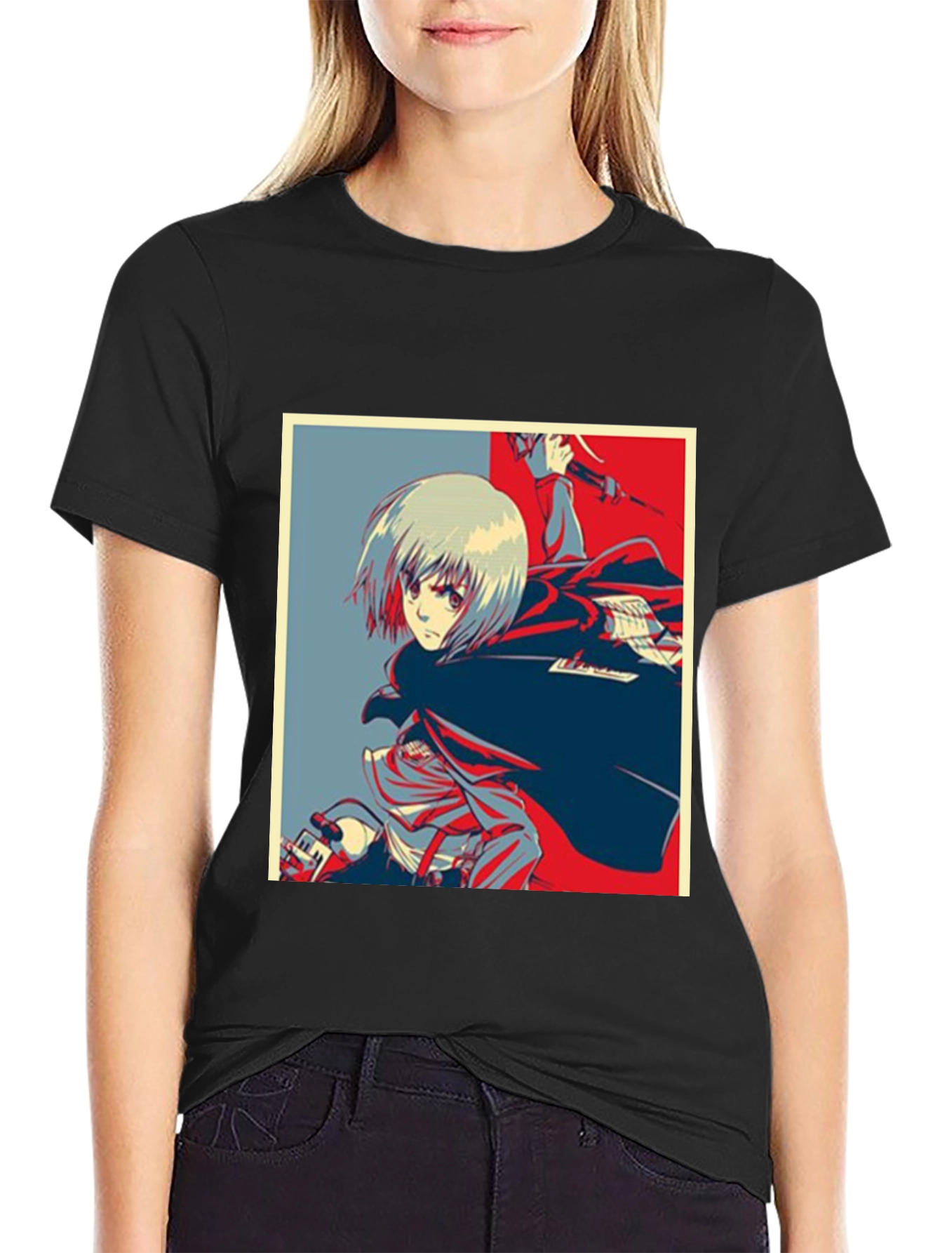 Black Anime Graphic T-Shirt - Attack on Titan Style view 2