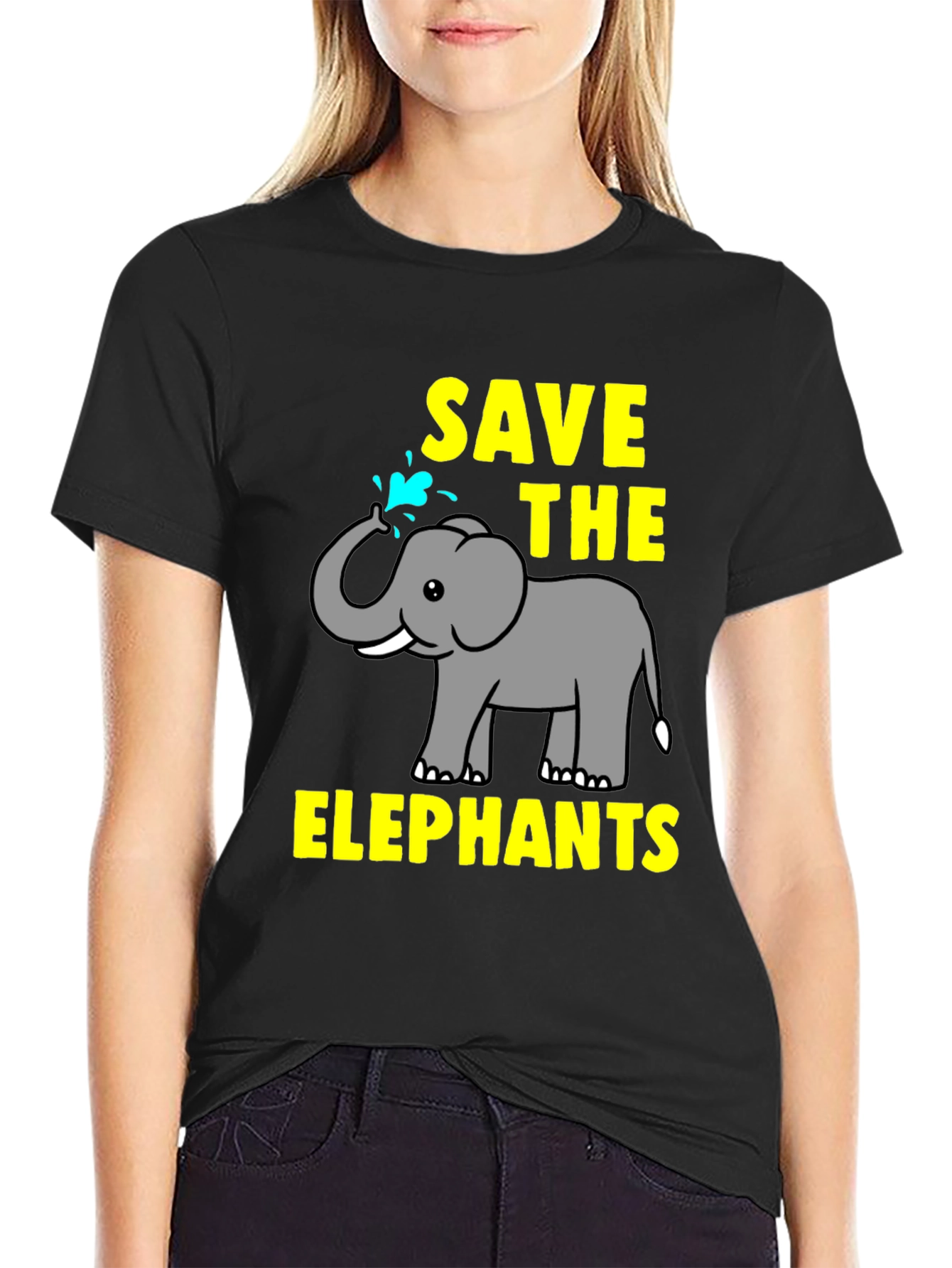 Black Save The Elephants Graphic Tee view 2