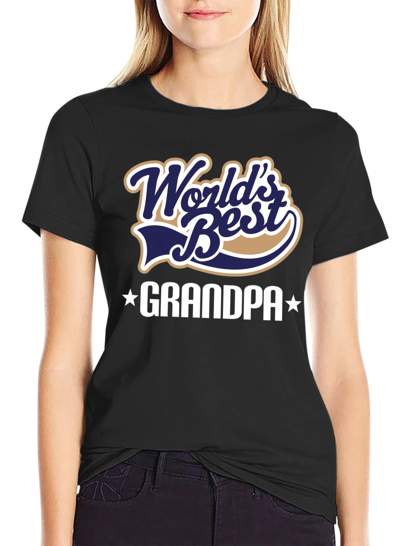 Black World's Best Grandpa T-Shirt - Black view 2