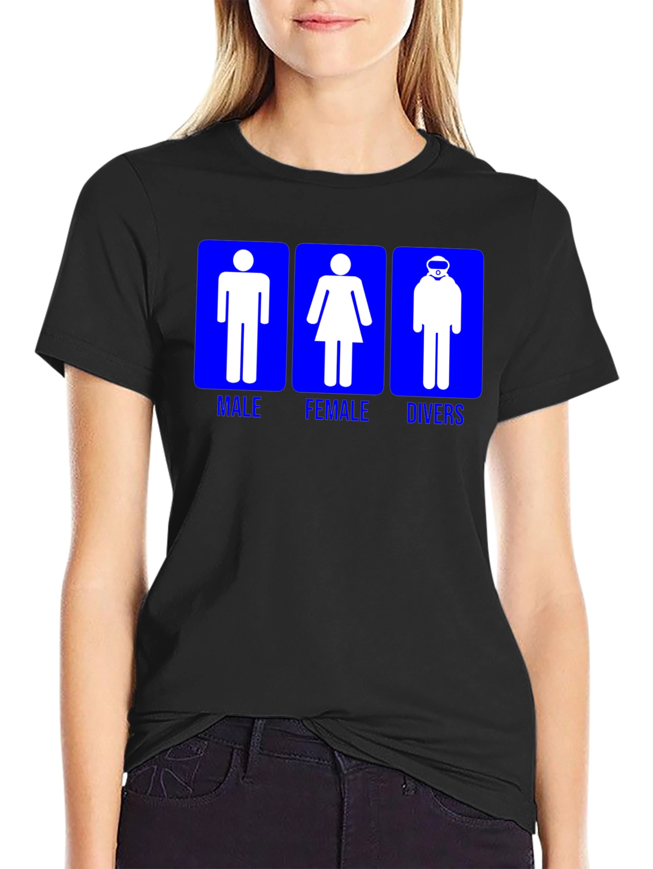 Black Diver Gender T-Shirt - Male, Female, Divers Funny Scuba Tee view 2
