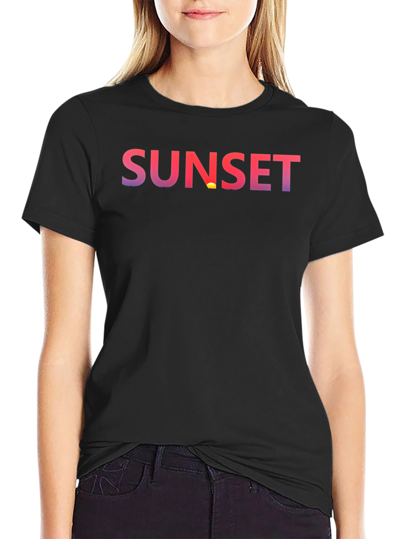 Black Sunset Graphic Tee - Stylish Black Cotton Blend view 2
