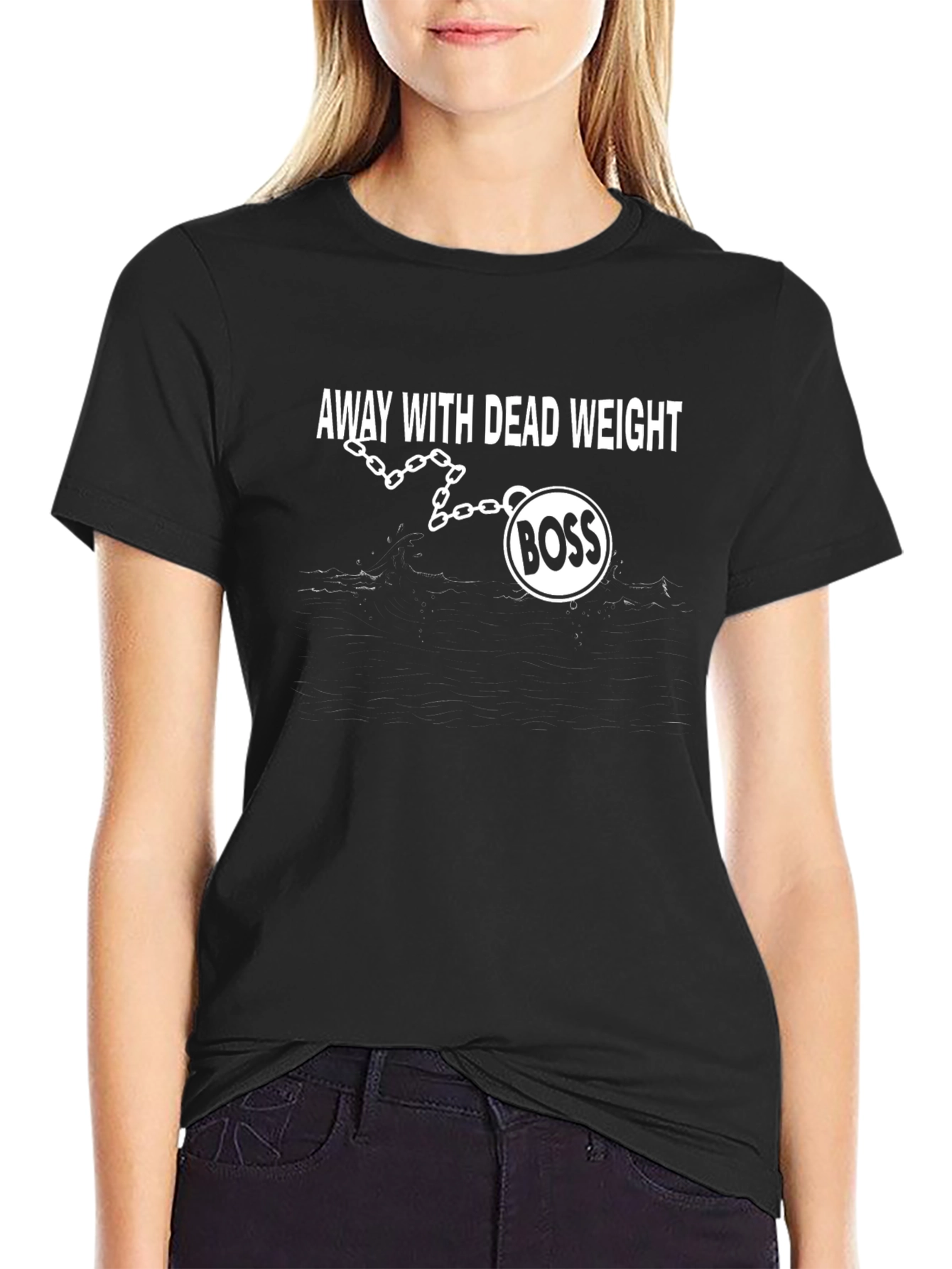 Black Away With Dead Weight BOSS Funny T-Shirt view 2