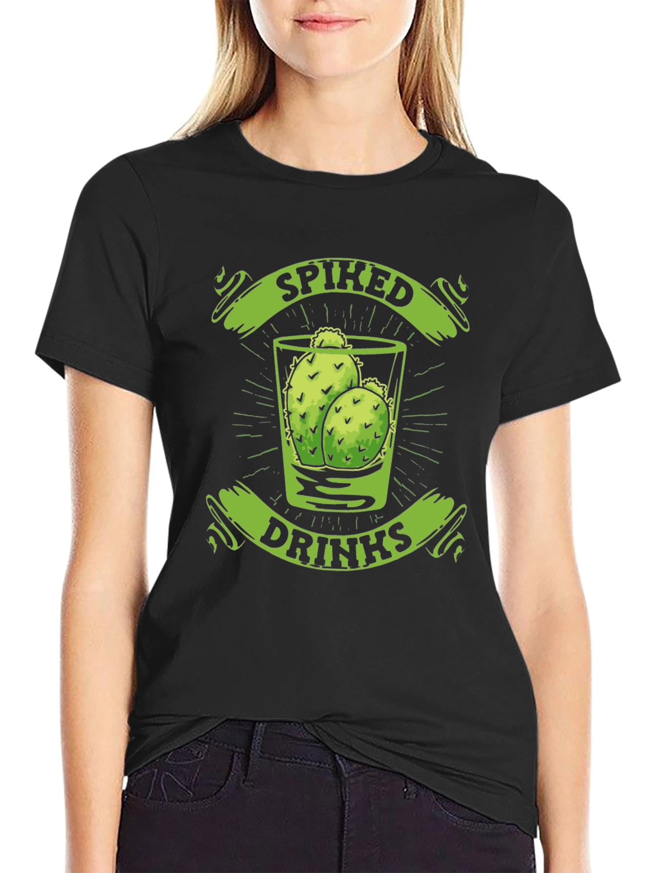 Black Spiked Drinks Cactus T-Shirt view 2