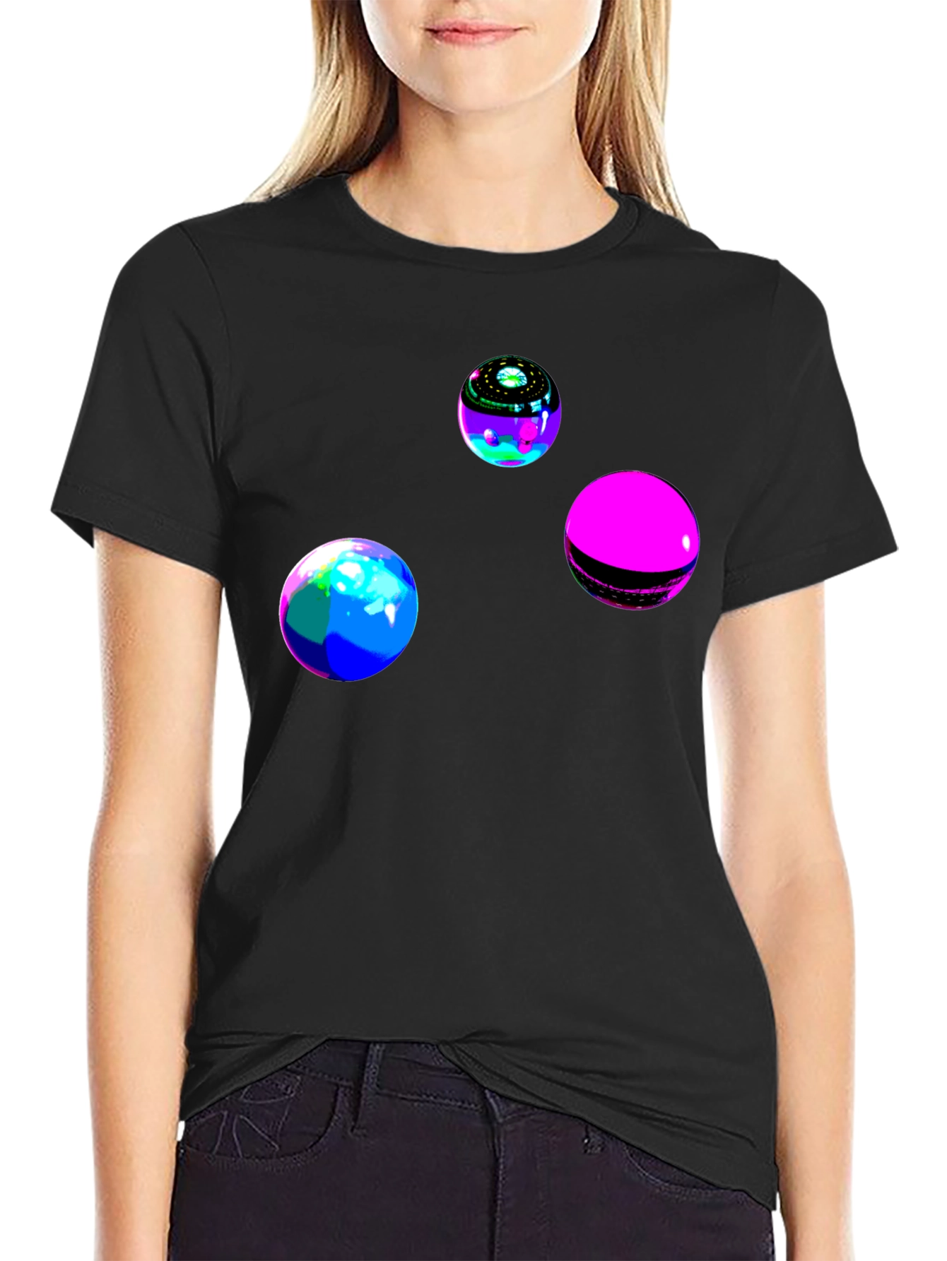 Black Abstract Orb Graphic Black T-Shirt view 2