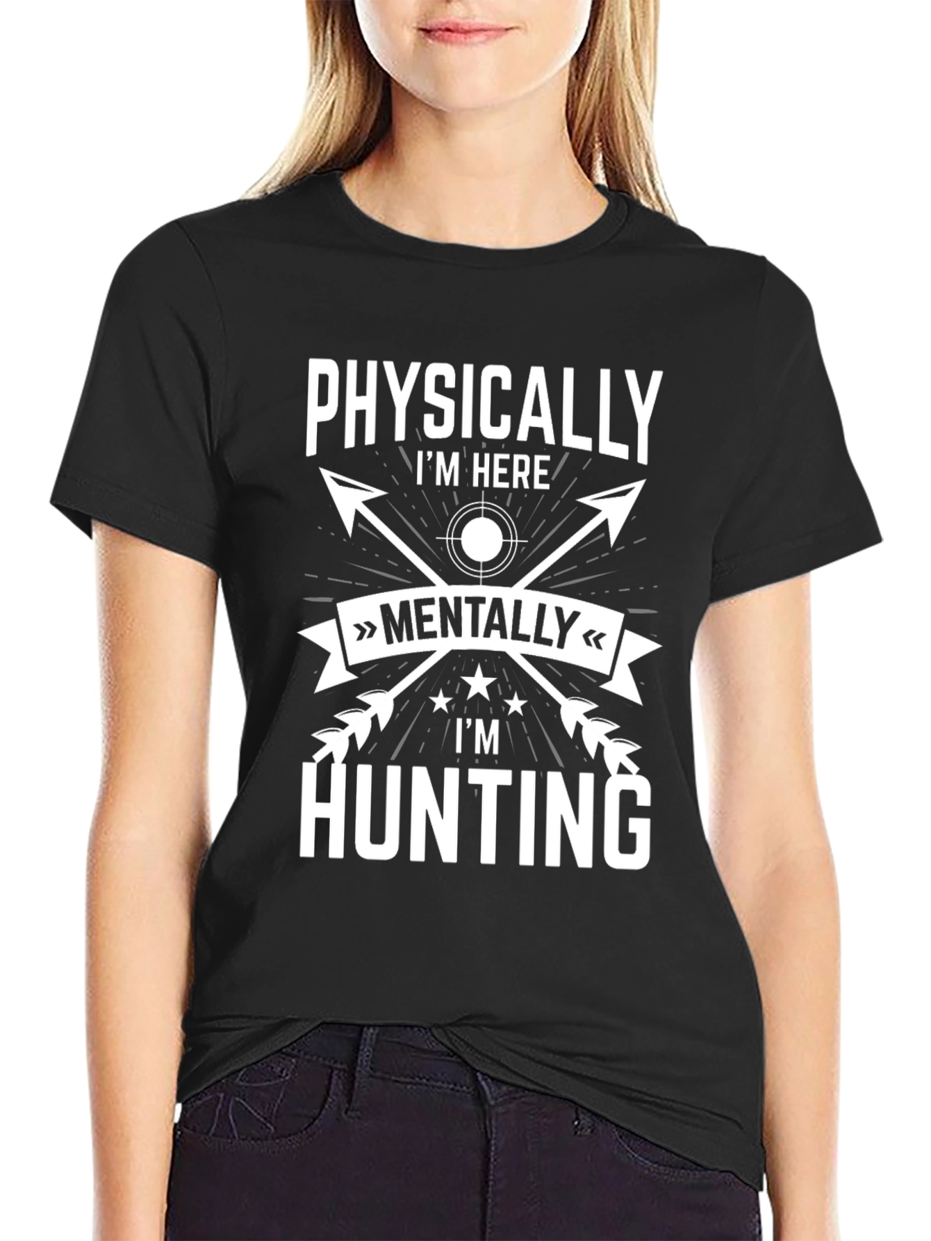 Black Hunting Mindset T-Shirt - Novelty Design view 2