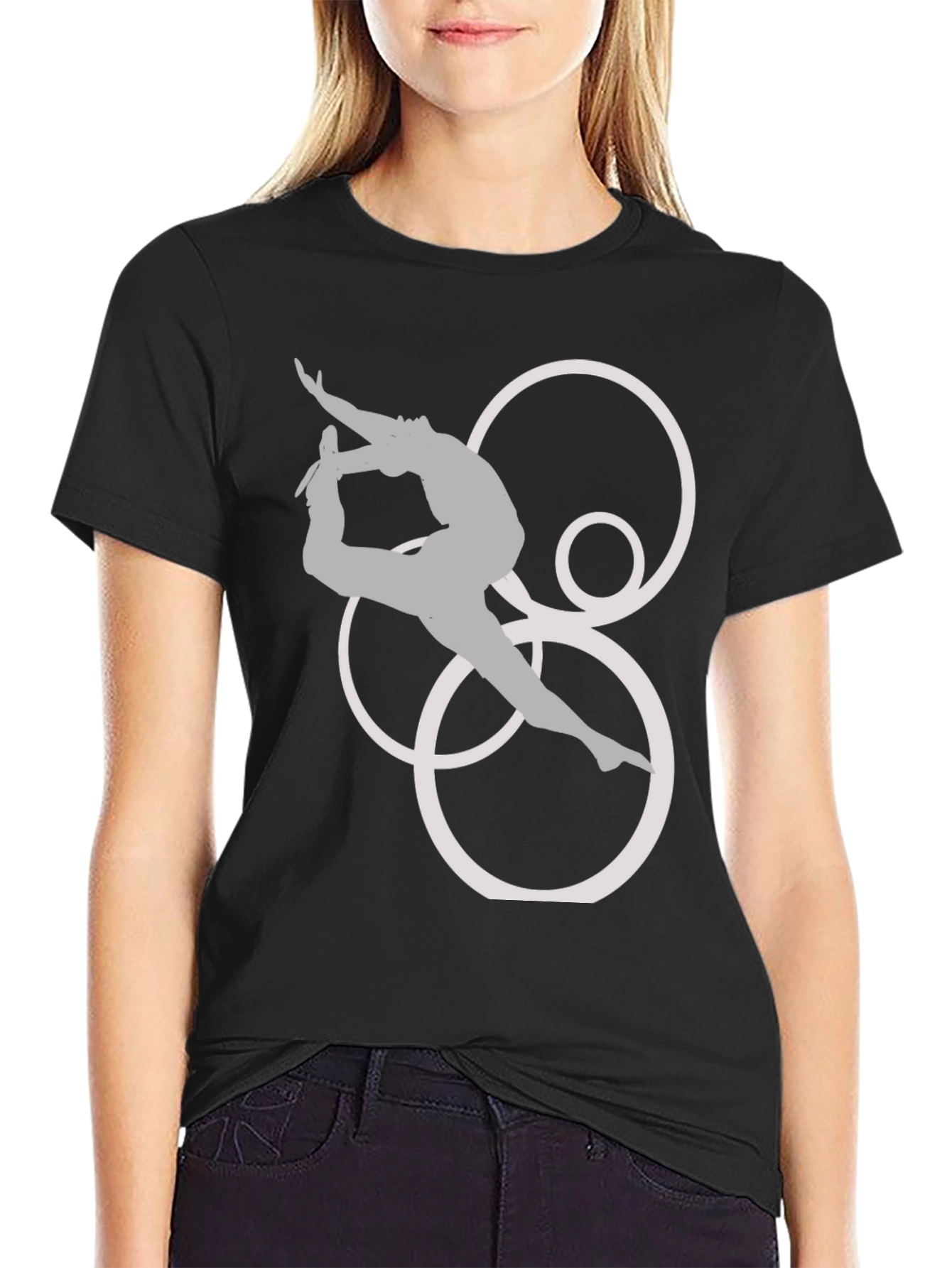 Black Gymnast T-Shirt - Artistic Circles Design view 2