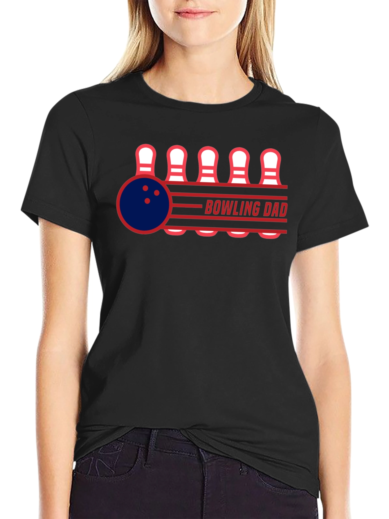 Black Bowling Dad Graphic Tee - Strike in Style! view 2