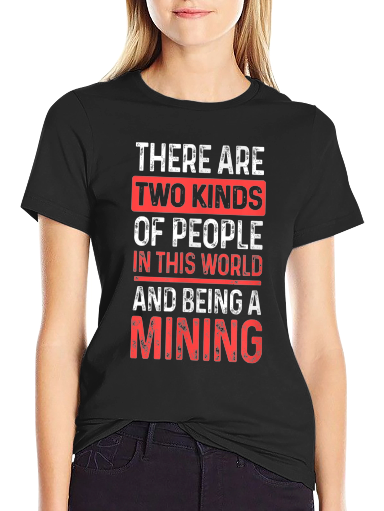 Black Funny Mining T-Shirt - Two Kinds of People view 2