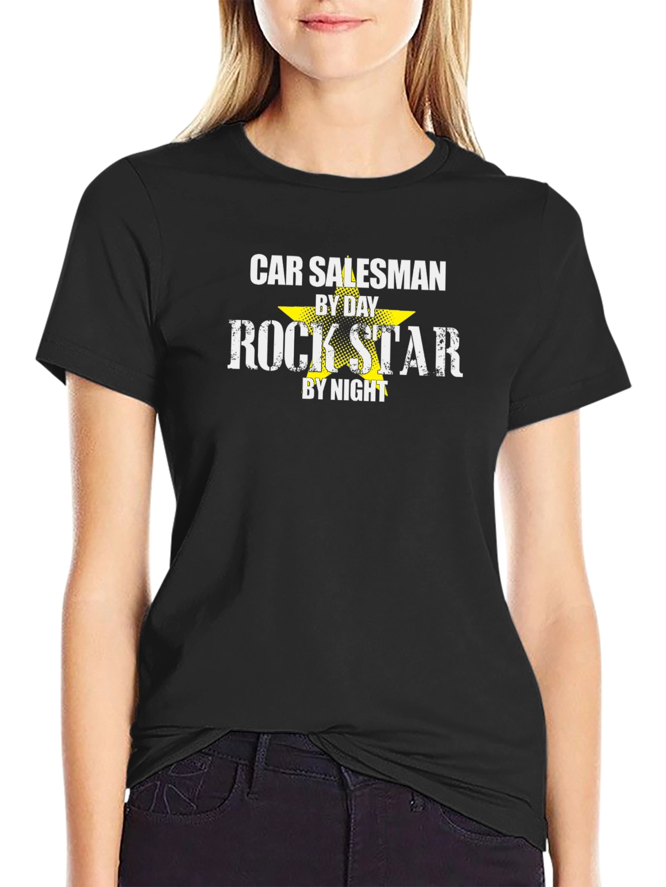 Black Car Salesman by Day, Rockstar by Night T-Shirt view 2