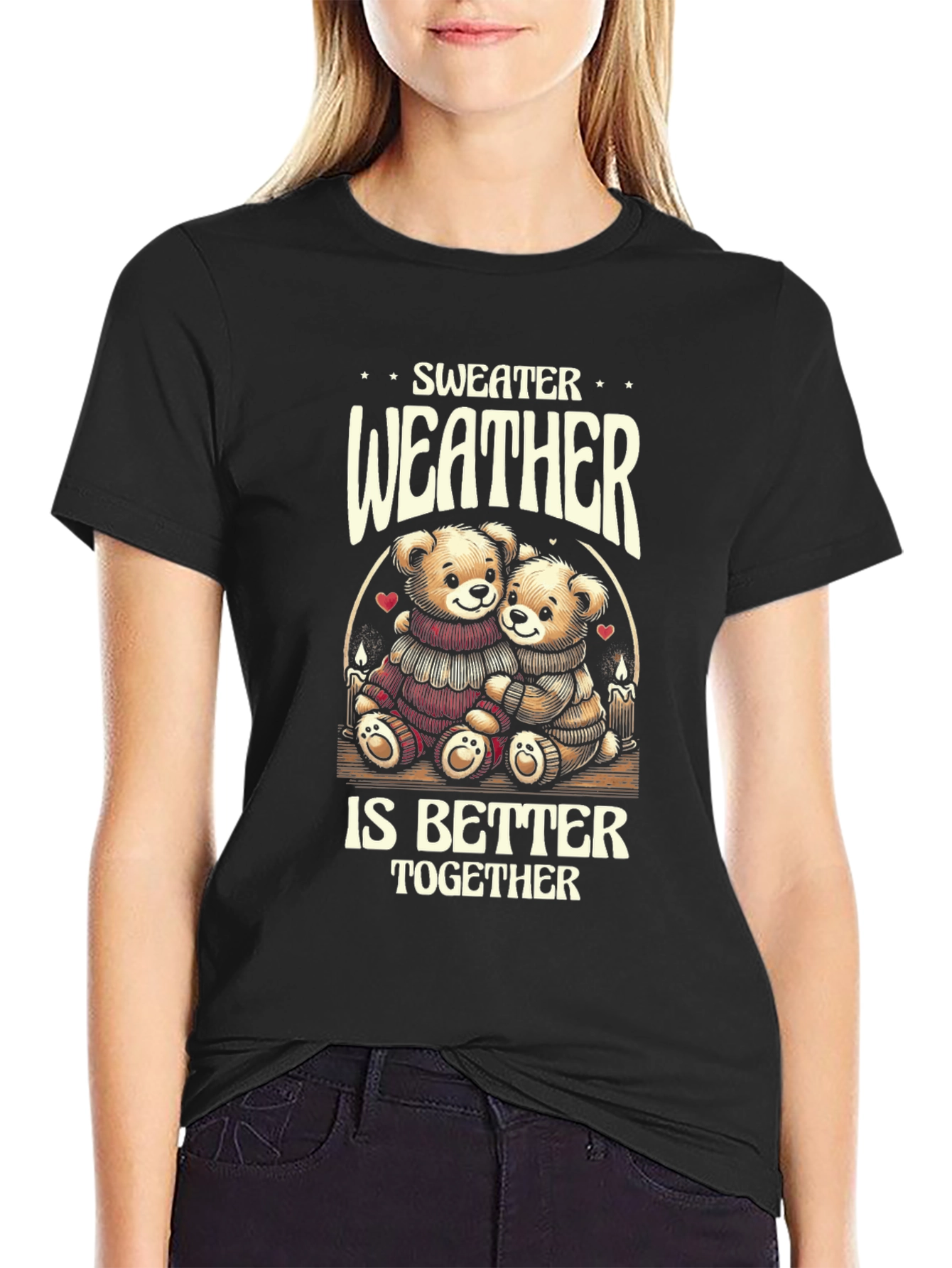 Black Sweater Weather Bears Graphic Tee view 2