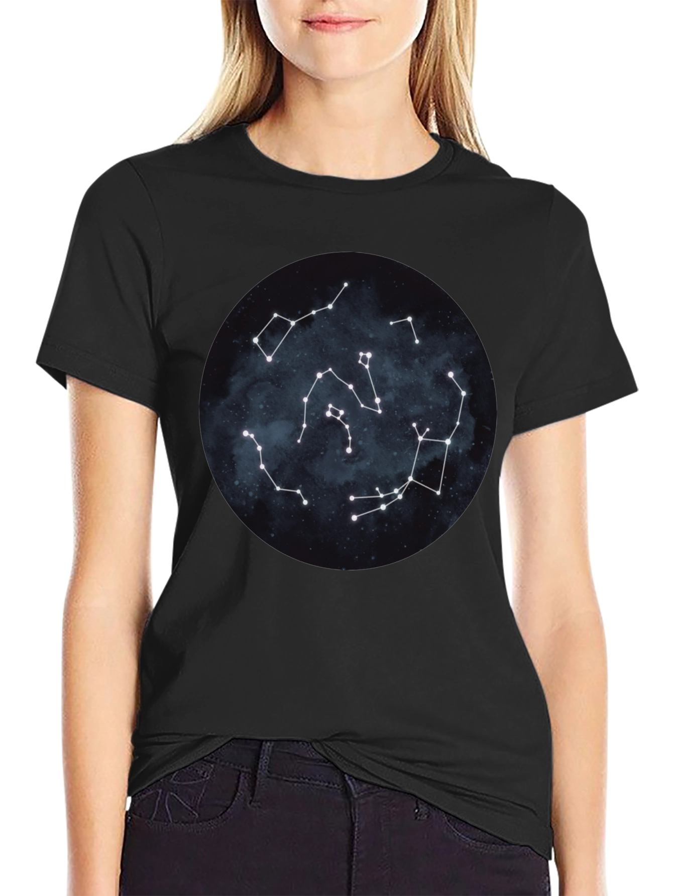 Black Constellation T-Shirt - Starry Night Design view 2