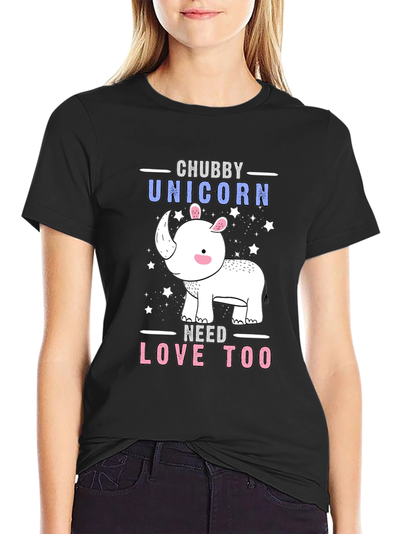Black Chubby Unicorn Graphic Tee - Men's Black T-Shirt view 2