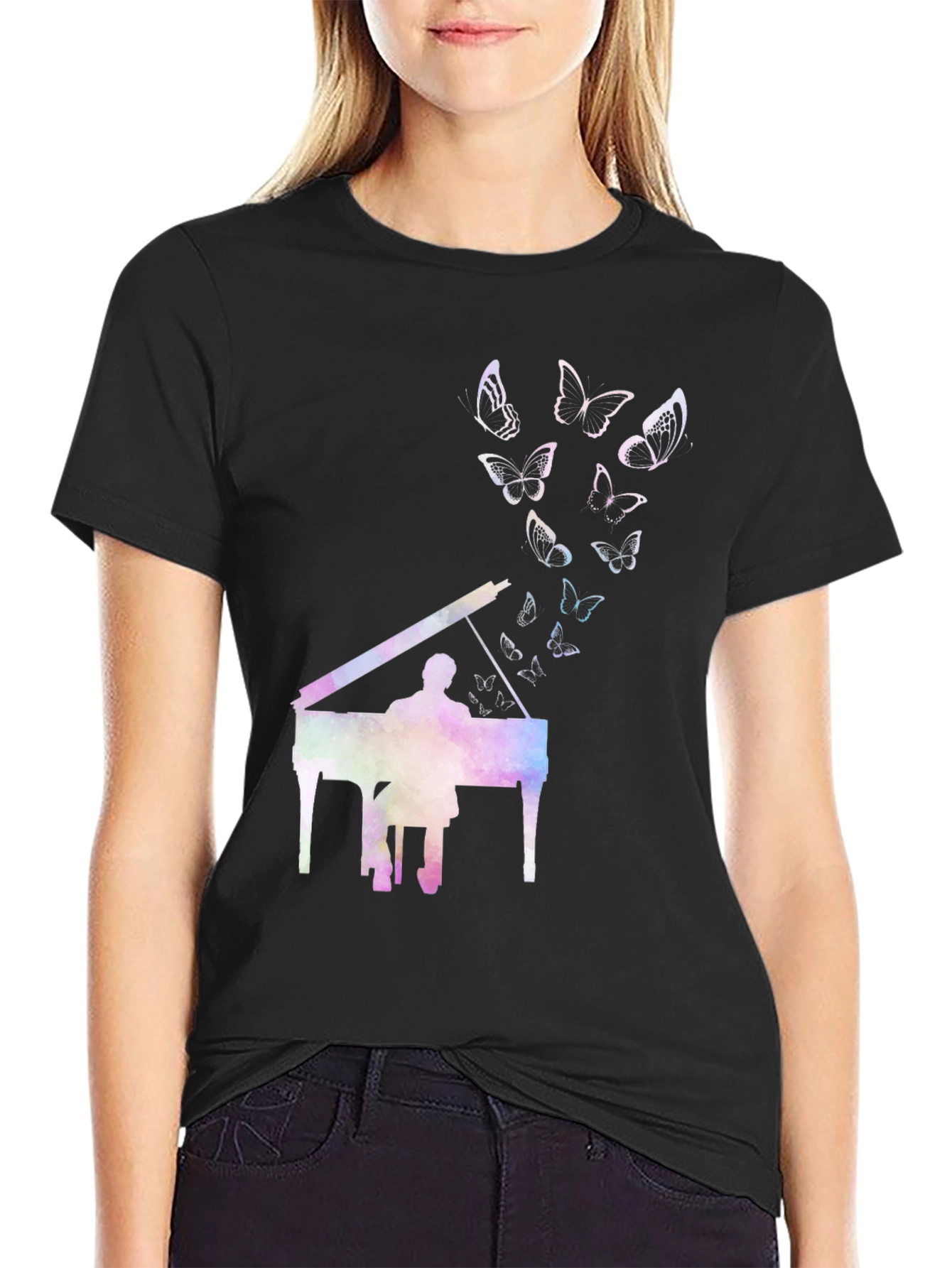 Black Piano Butterfly T-Shirt - Express Yourself view 2
