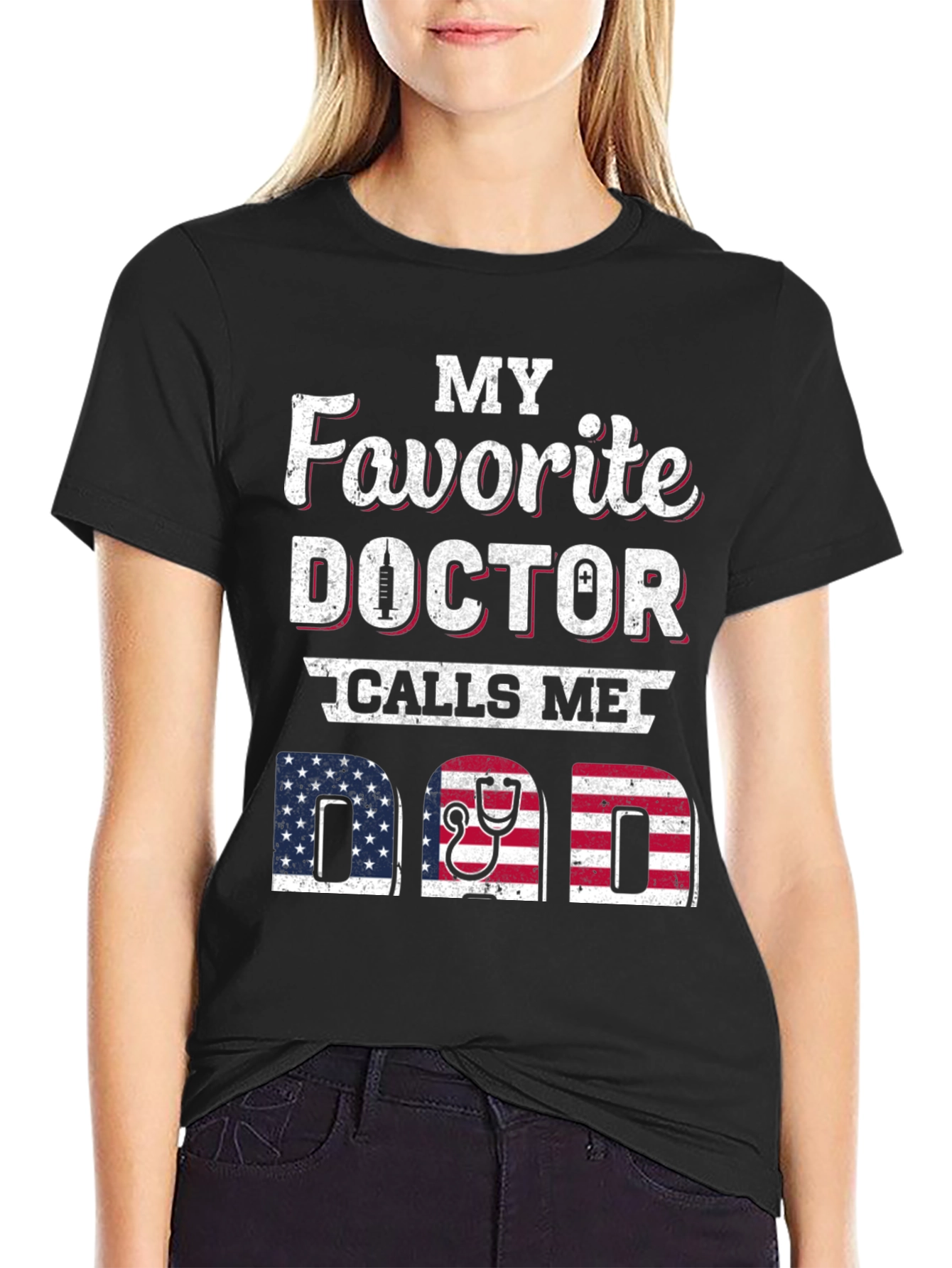 Black My Favorite Doctor Calls Me Dad T-Shirt view 2