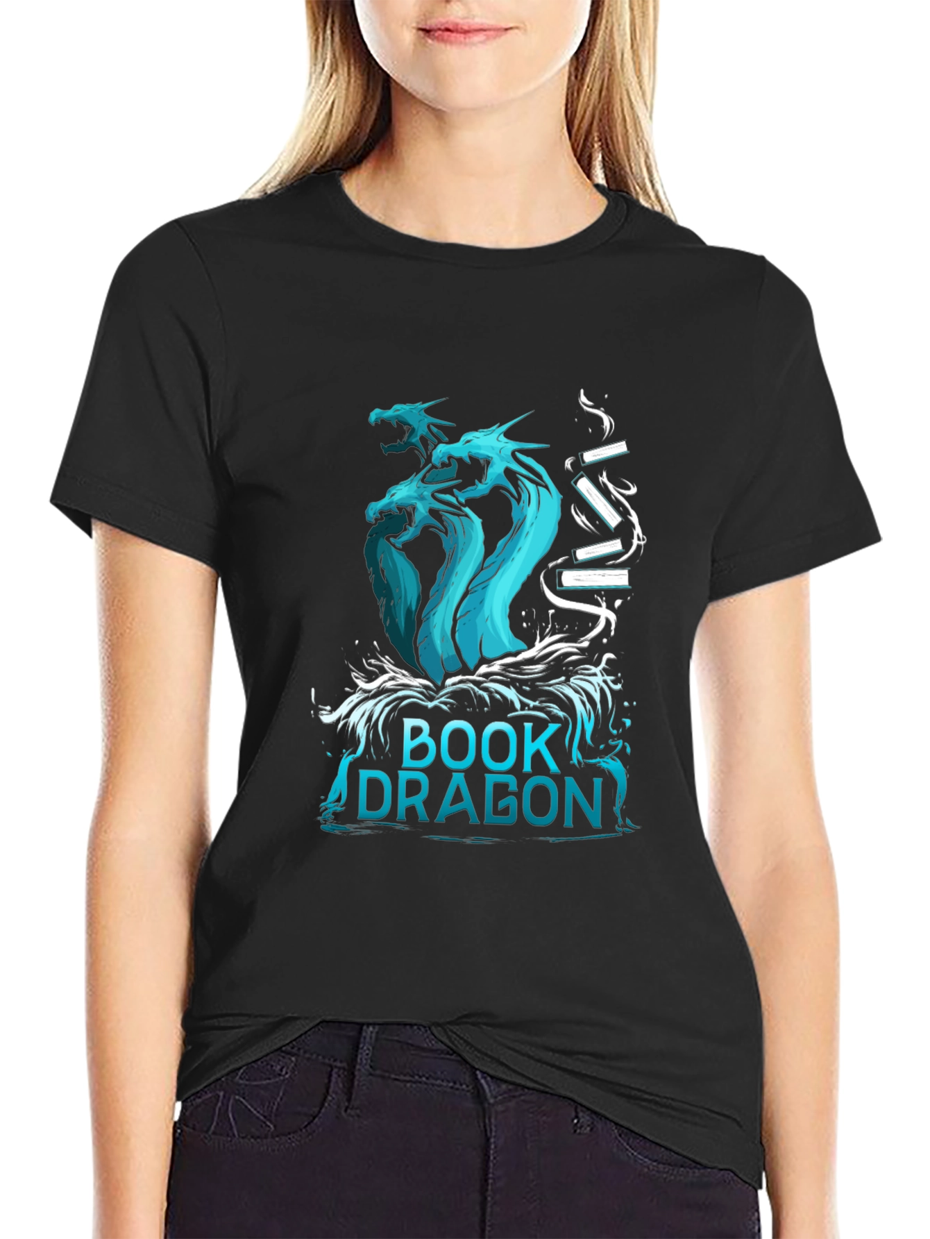 Book Dragon T-Shirt - Fantasy Literature Tee - 2