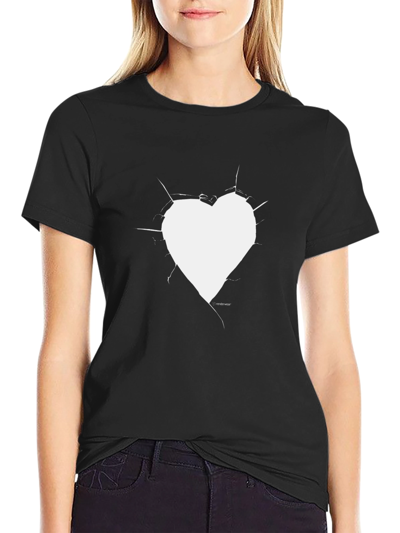 Black Heart Break T-Shirt - Black Cotton view 2