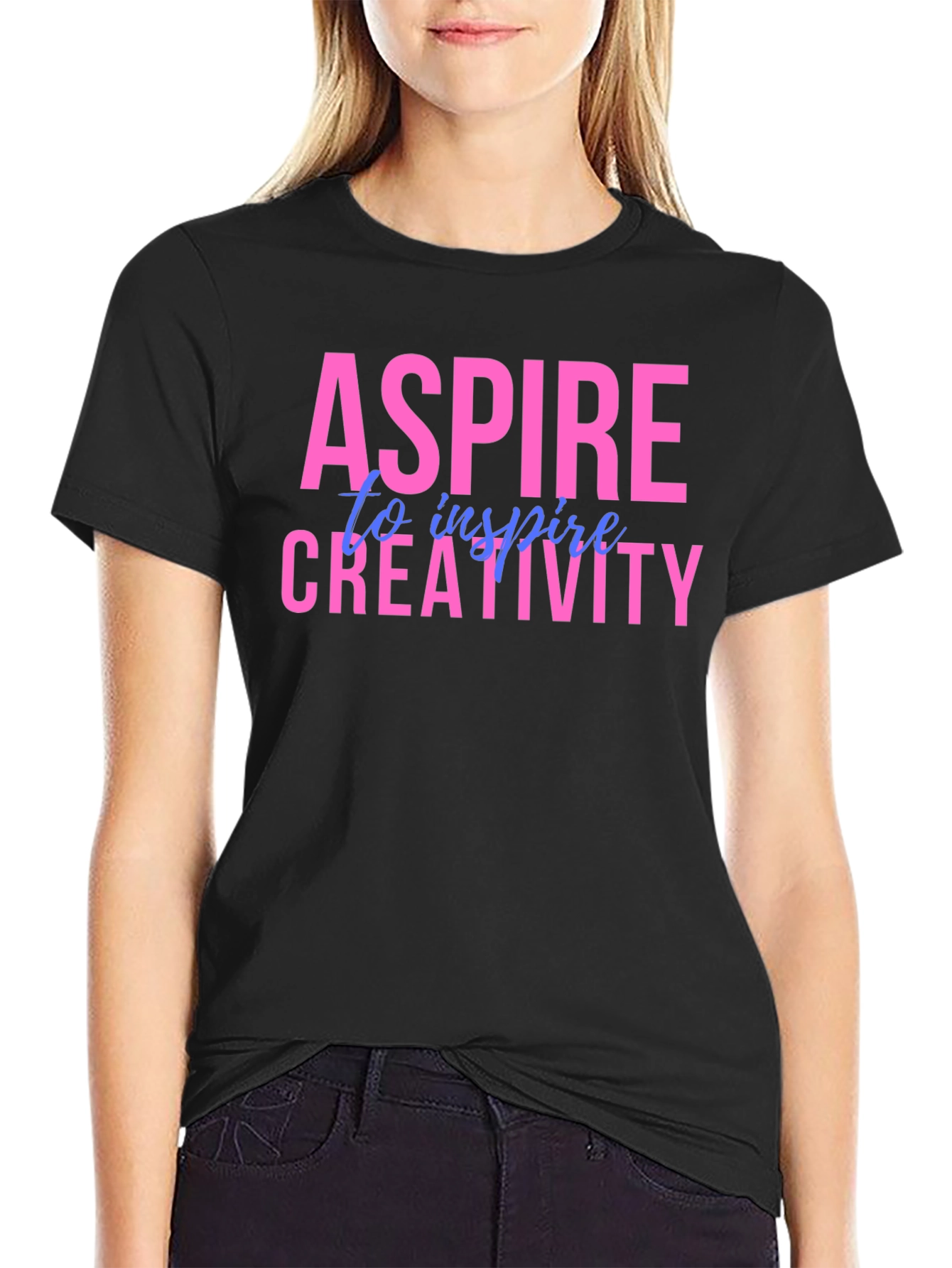 Black Aspire Creativity Graphic Tee - Unisex Black T-Shirt view 2