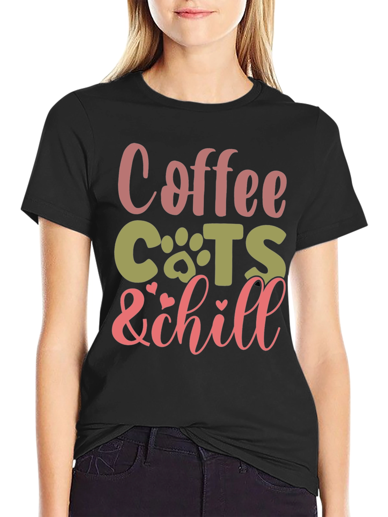 Black Coffee Cats & Chill Black Graphic Tee view 2