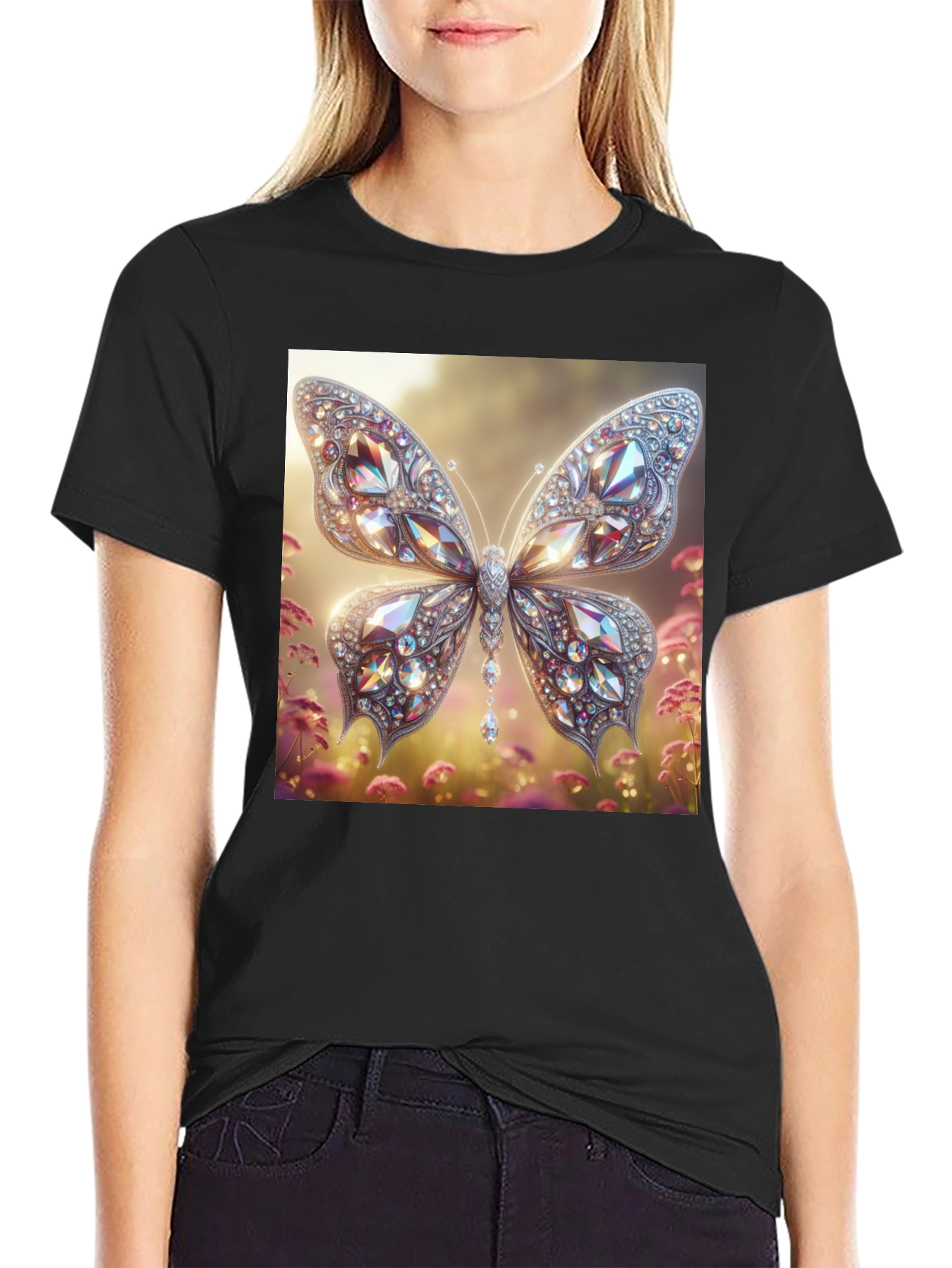 Black Diamond Butterfly Graphic Tee - Stylish Men's T-Shirt view 2
