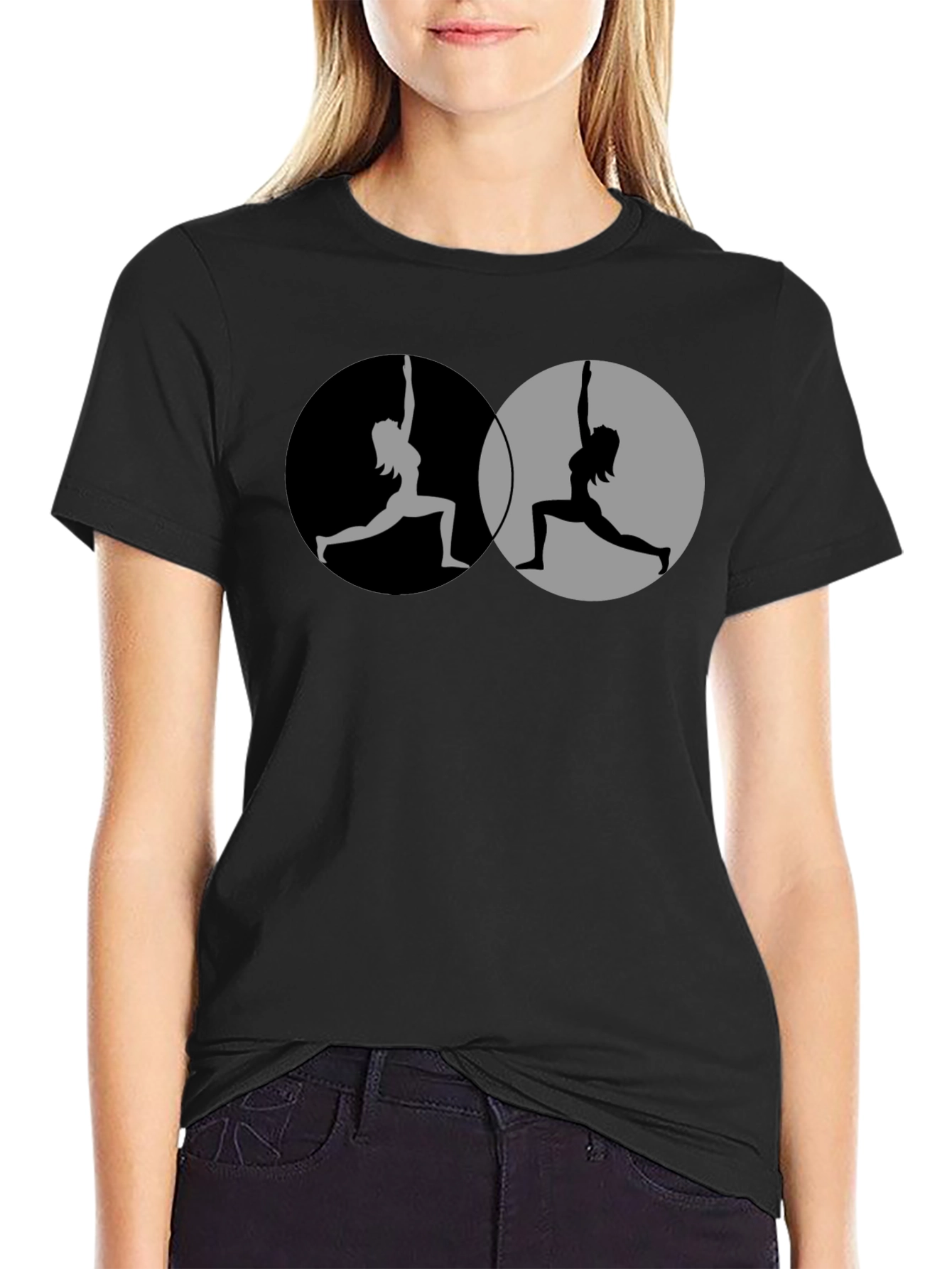 Black Yin Yang Yoga T-Shirt - Balance & Style view 2