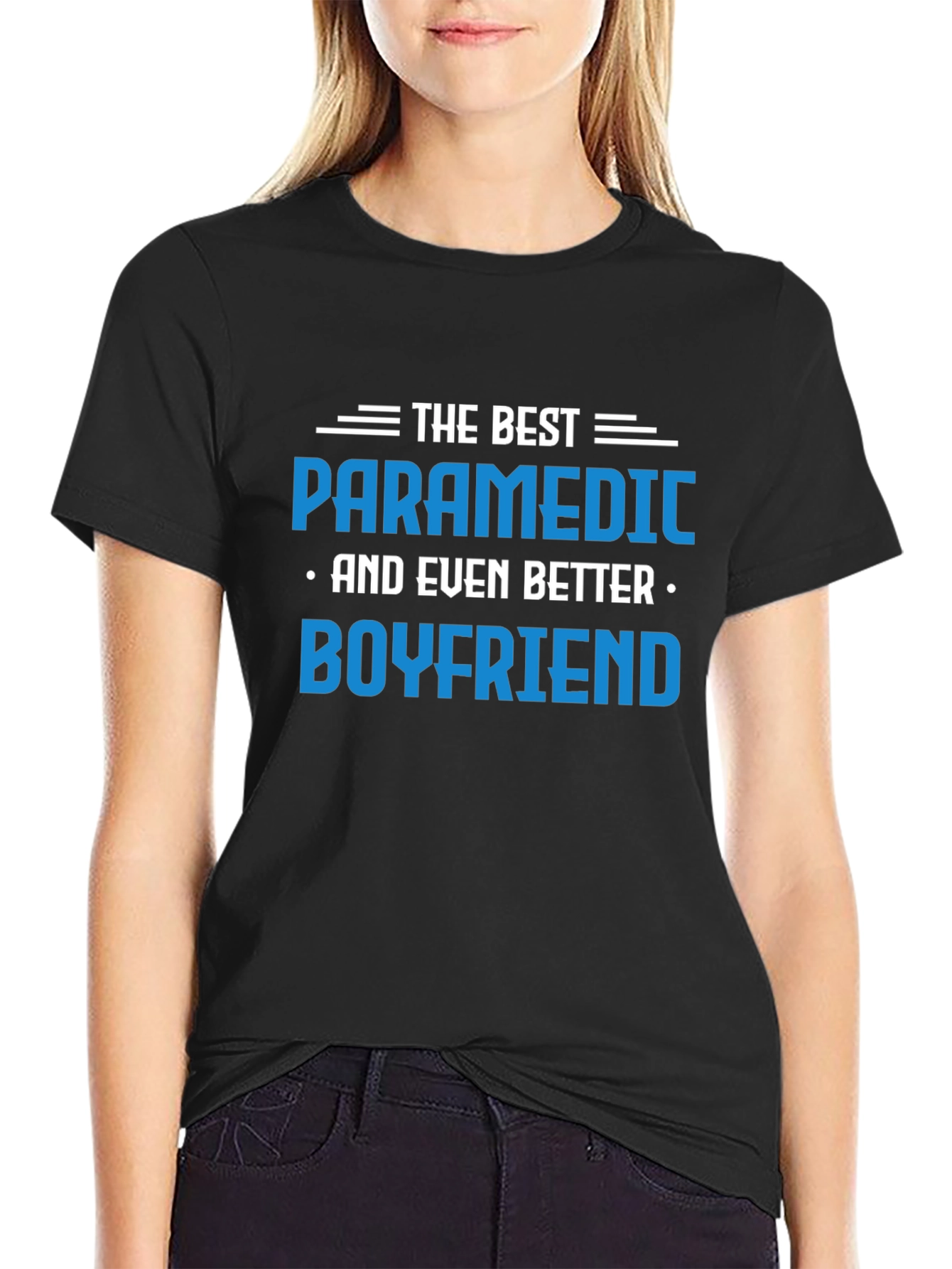 Black Best Paramedic Boyfriend Graphic Tee - Black T-Shirt view 2