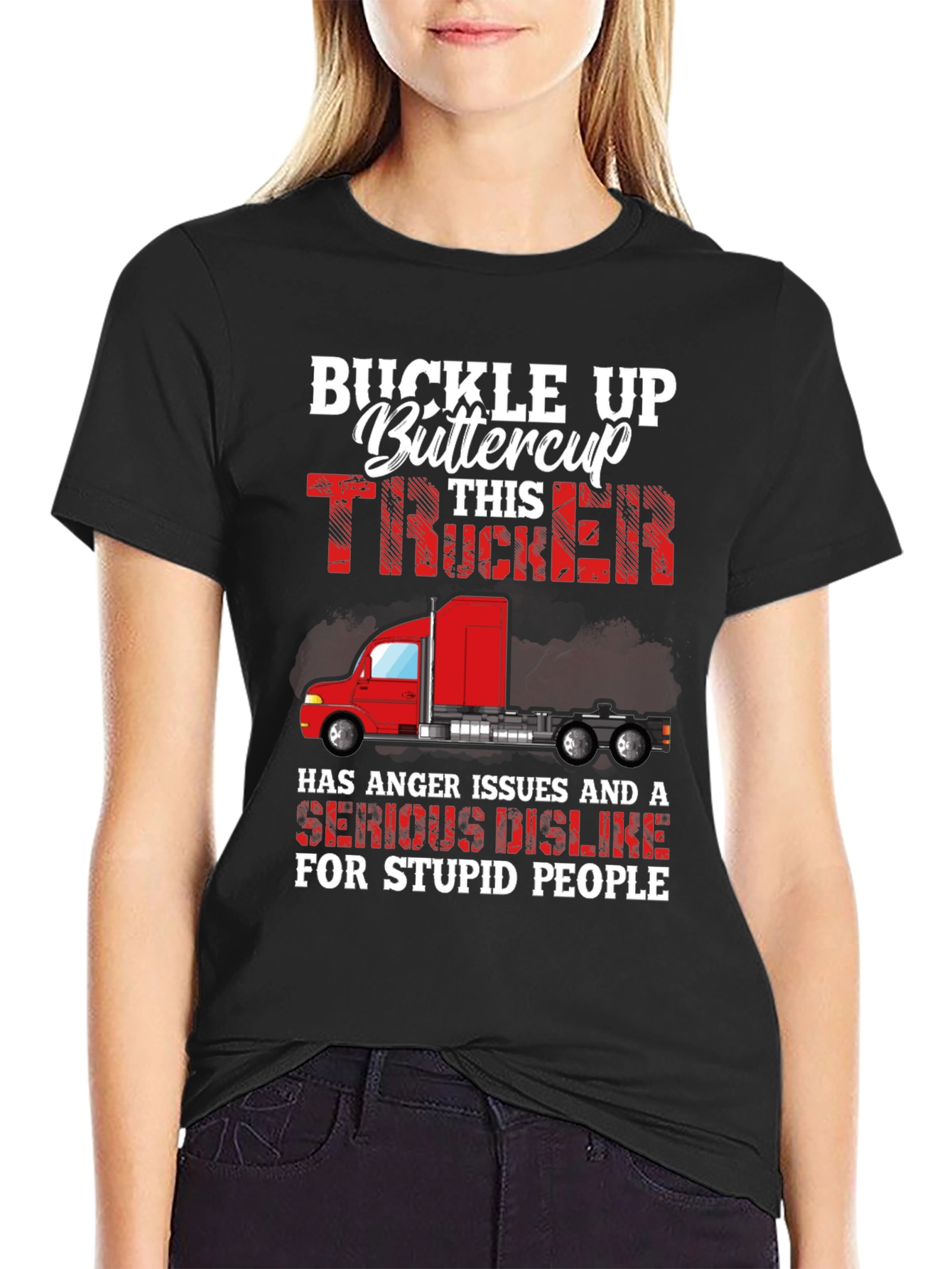 Black Buckle Up Trucker Graphic Tee view 2