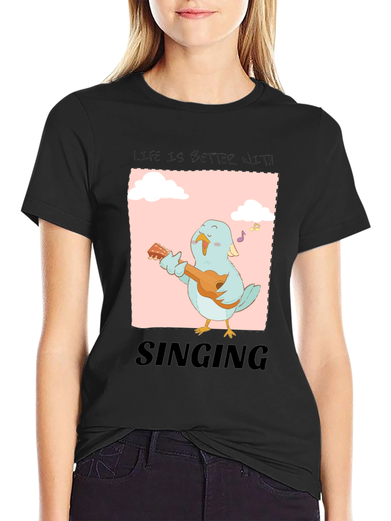 Black Life is Better with Singing Bird Graphic Tee view 2