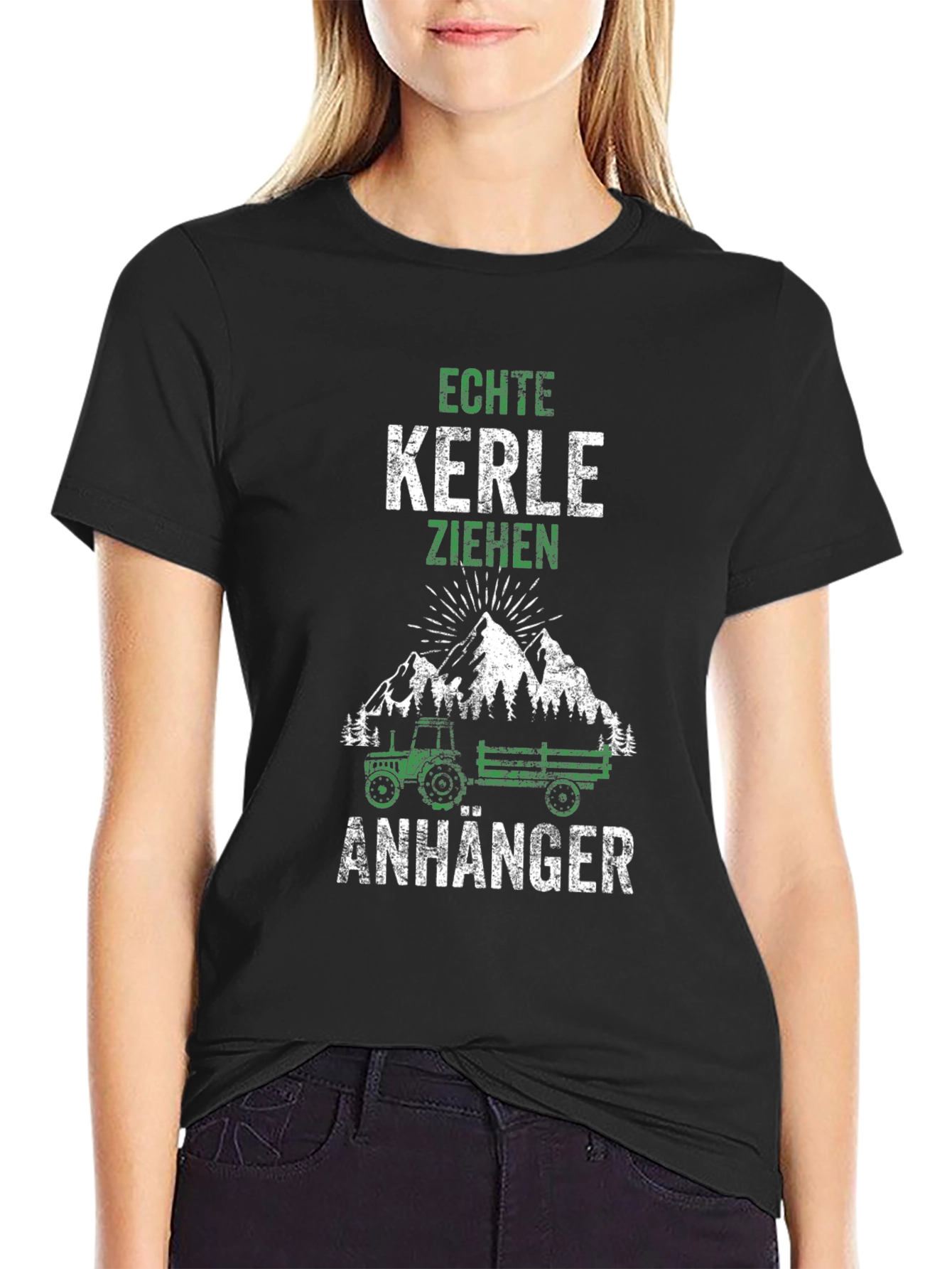 Black Echte Kerle Tractor Tee view 2