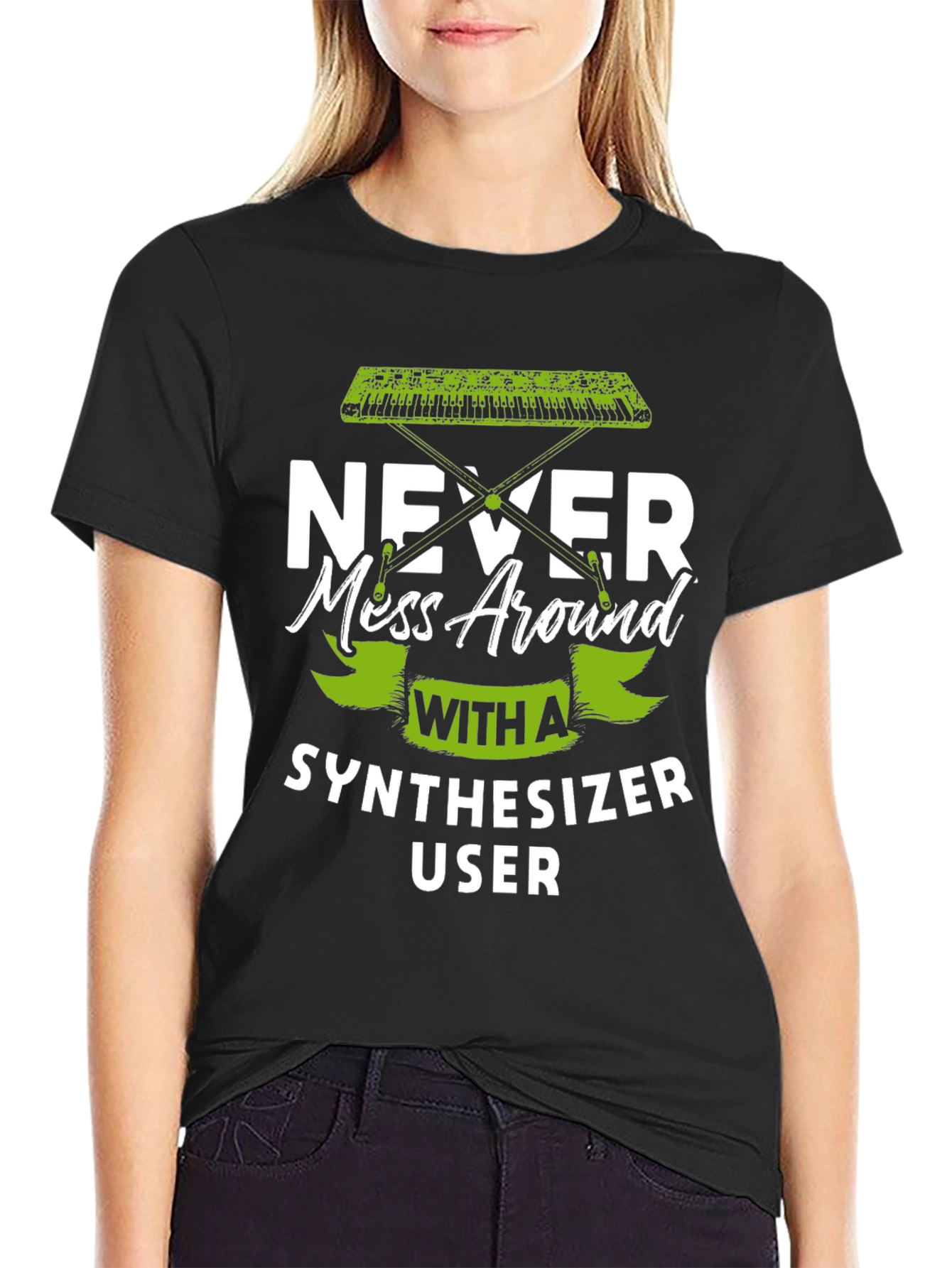Black Synthesizer User Graphic T-Shirt view 2
