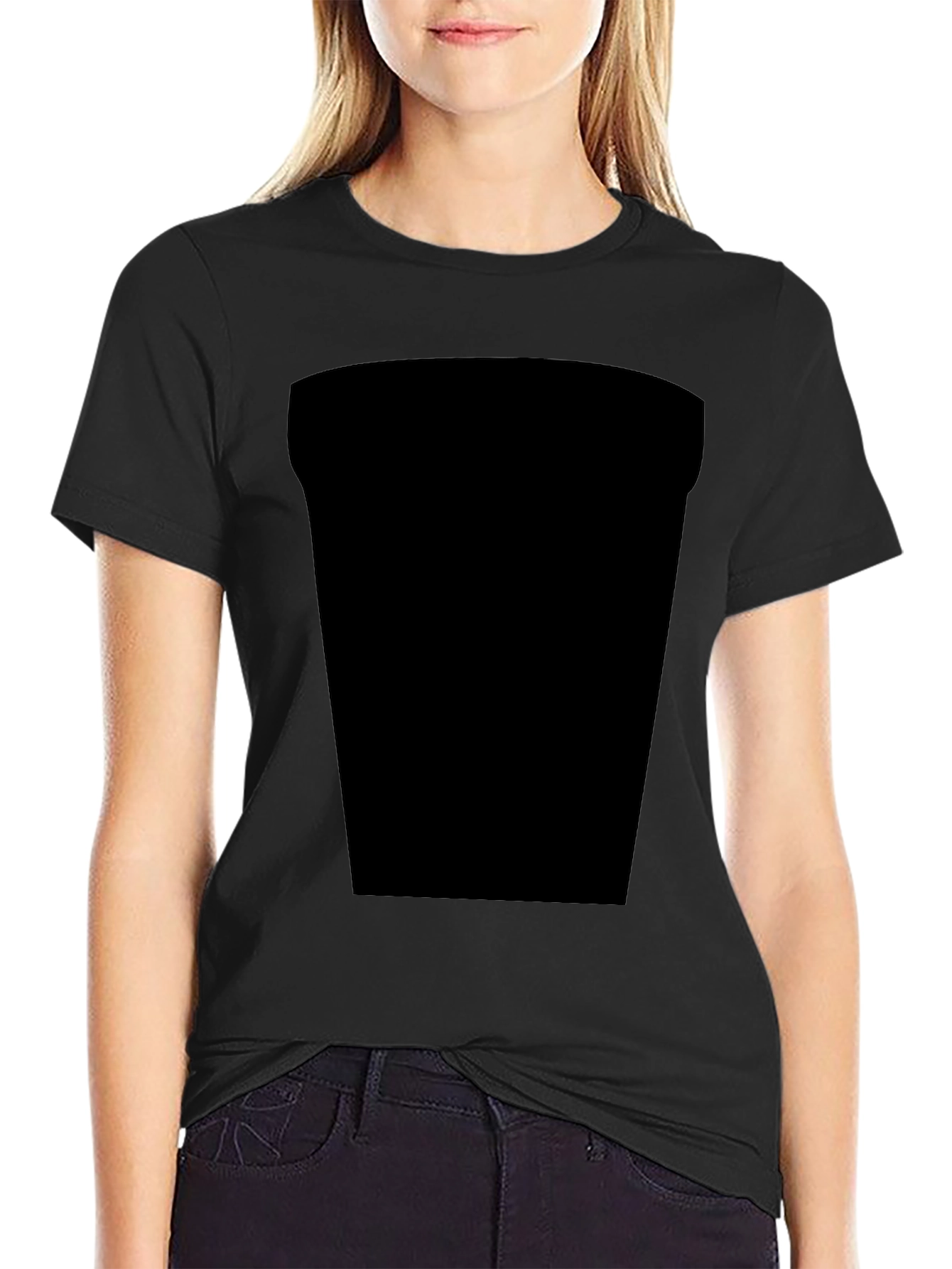Black Black Casual Tee with Design Space view 2