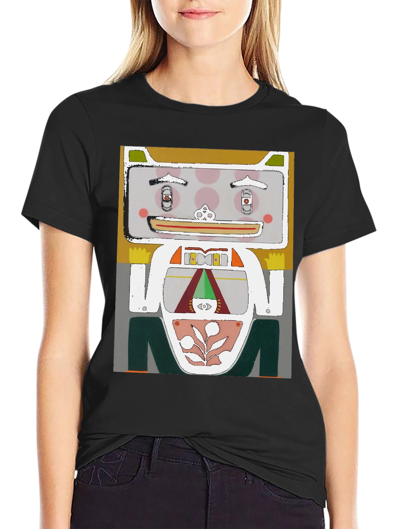 Black Abstract Graphic Print T-Shirt view 2