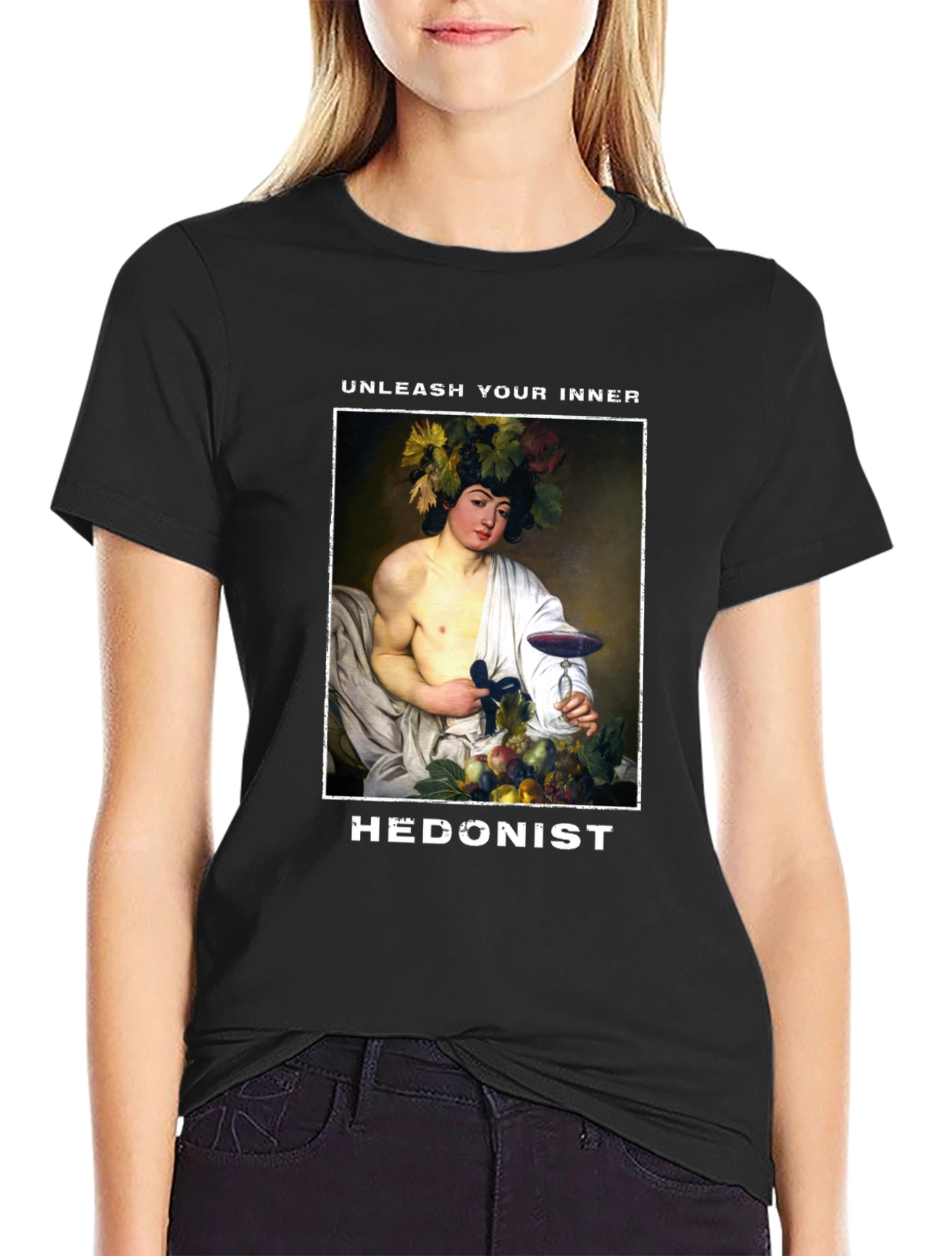Black Unleash Your Inner Hedonist Graphic T-Shirt view 2