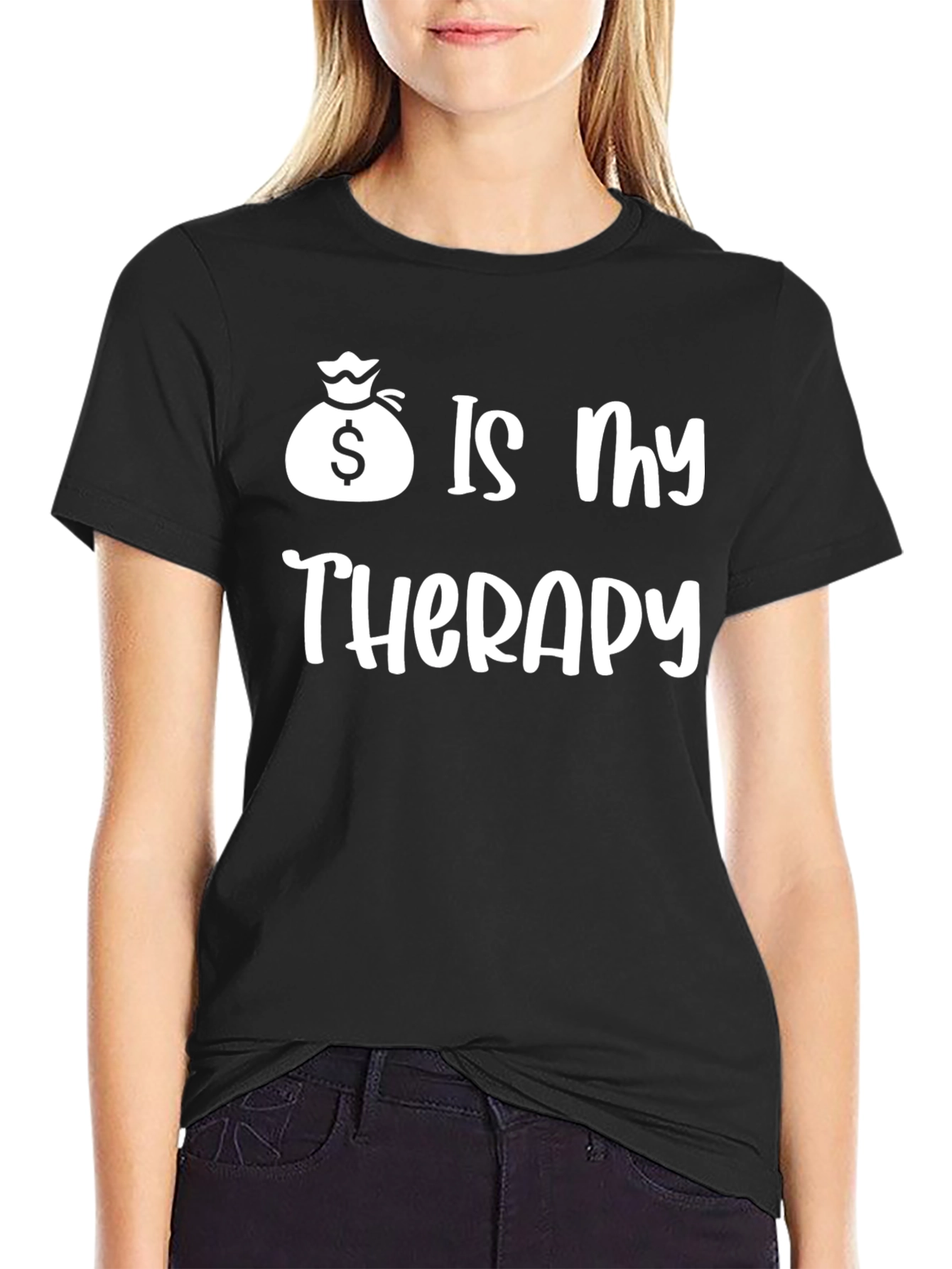 Black Money is My Therapy T-Shirt - Funny Graphic Tee view 2