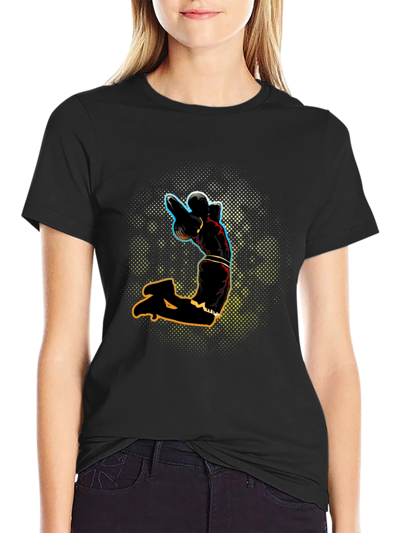 Black Black T-Shirt with Sport Graphic view 2