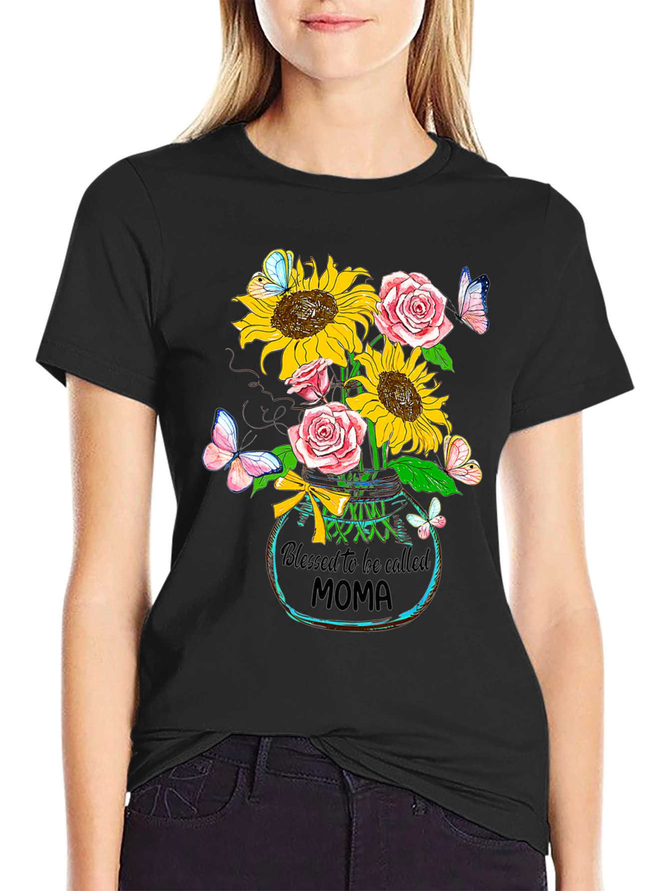 Black Blessed MOMA Sunflower T-Shirt view 2